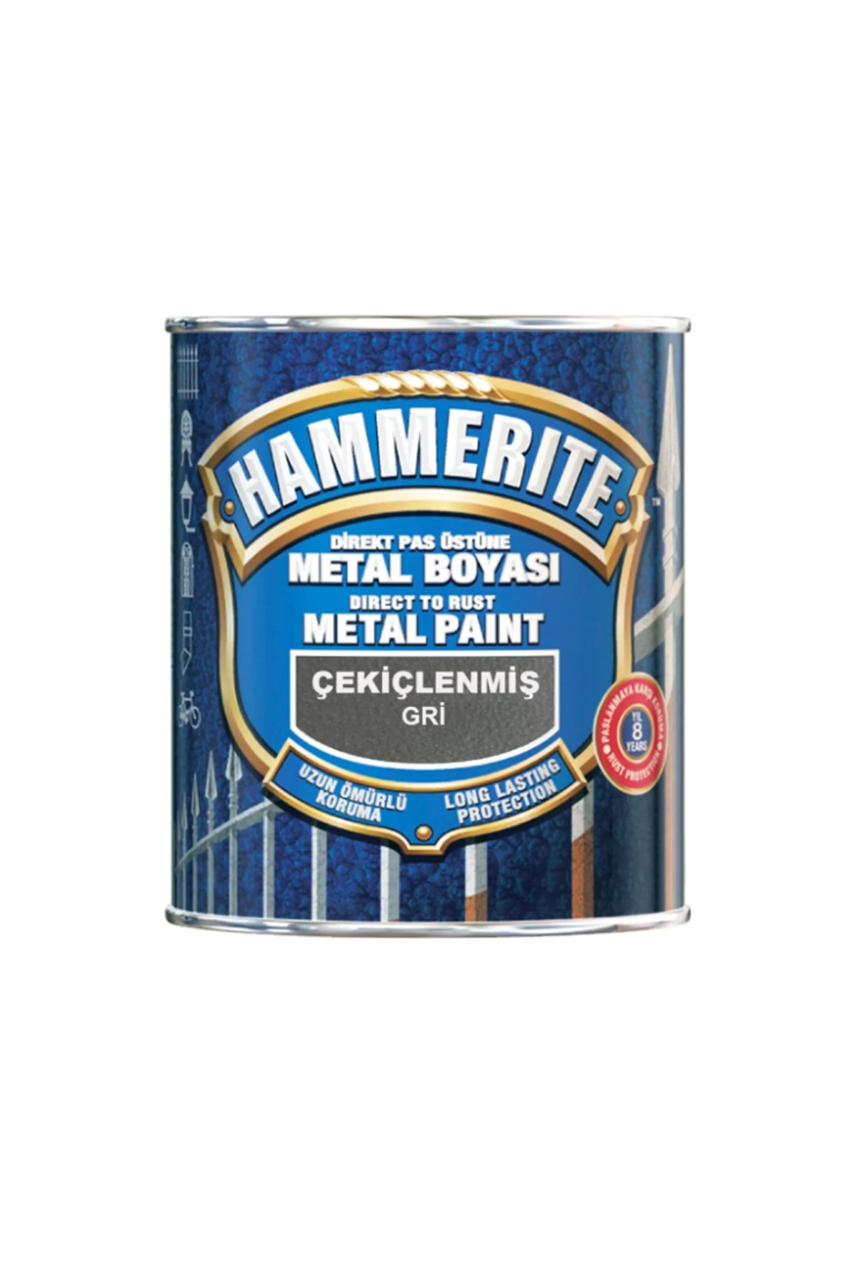 Hammerite Direkt Pas Üstü Çekiçlenmiş Gri Metal Boyası 2.5LT