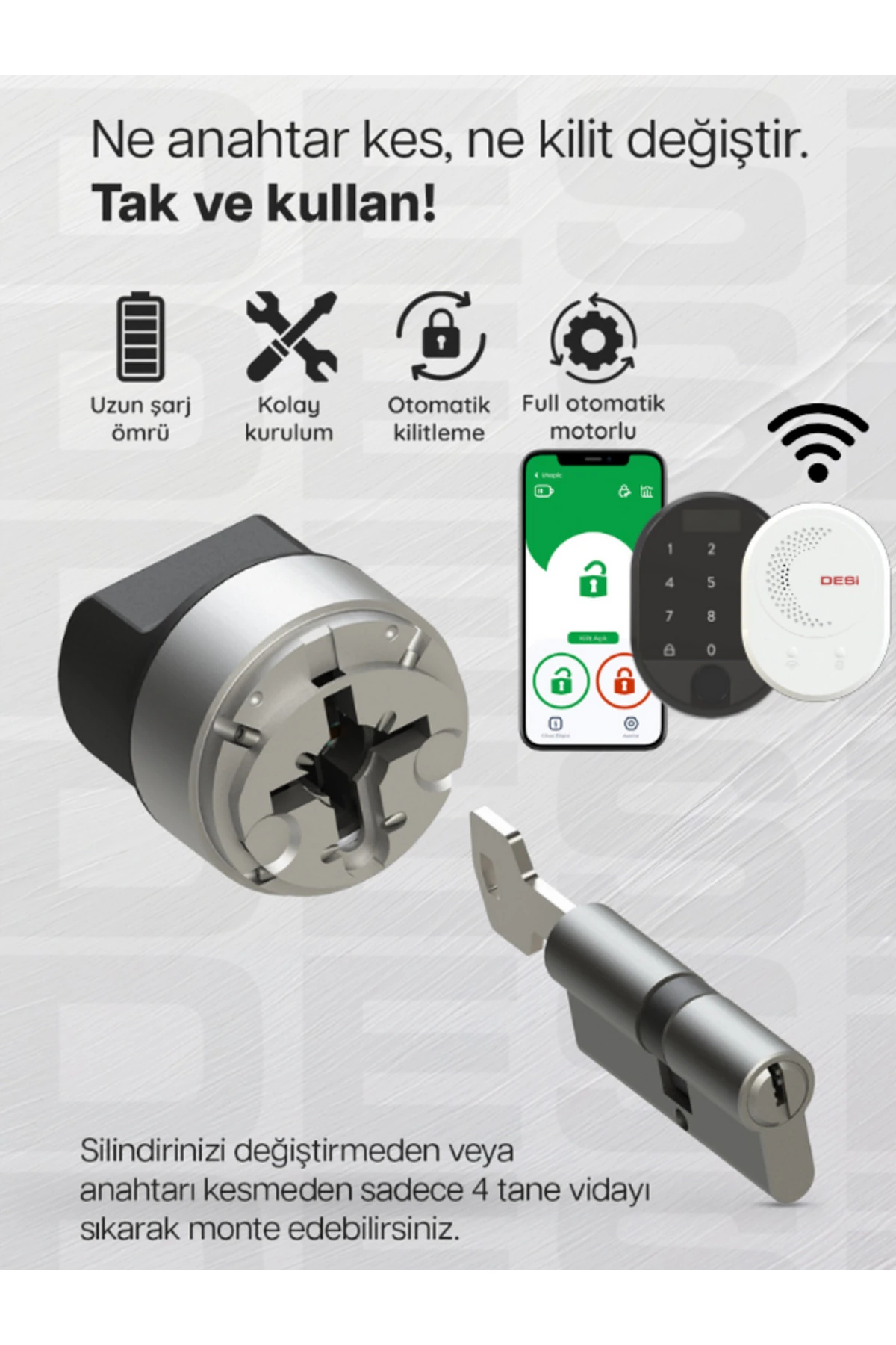 Utopic RX Anahtar Üzerine Takılan WiFi Akıllı Kilit Parmak İzi Akıllı Kapı Kilidi