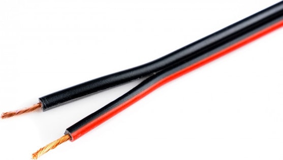 2 x 0,75 mm H03VH-H Bitişik Yassı Kordon Hoparlör Kablosu Siyah Tam Bakır Kırmızı 6 m
