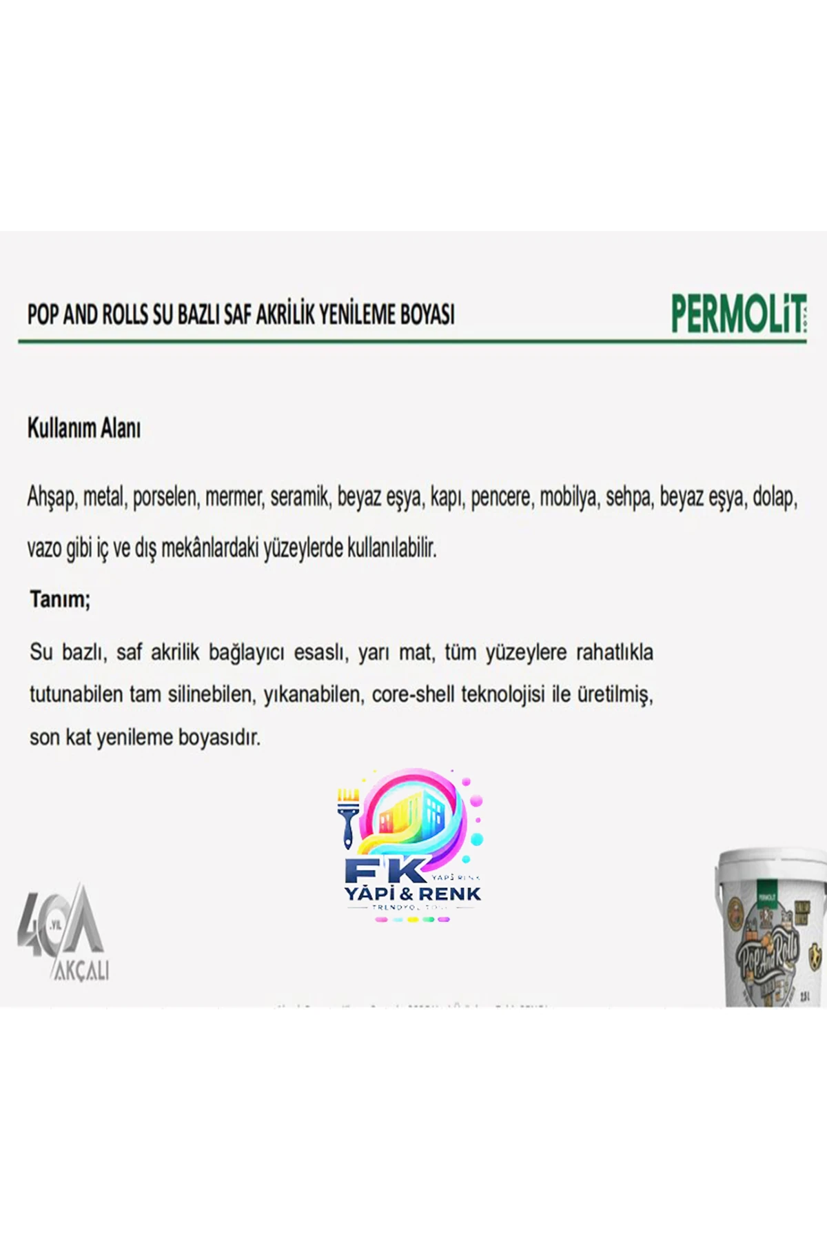 Pop And Rolls 1L - Her Yüzeyde Kolay Uygulama! Su Bazlı, Kokusuz, Yüksek Kapatıcılık