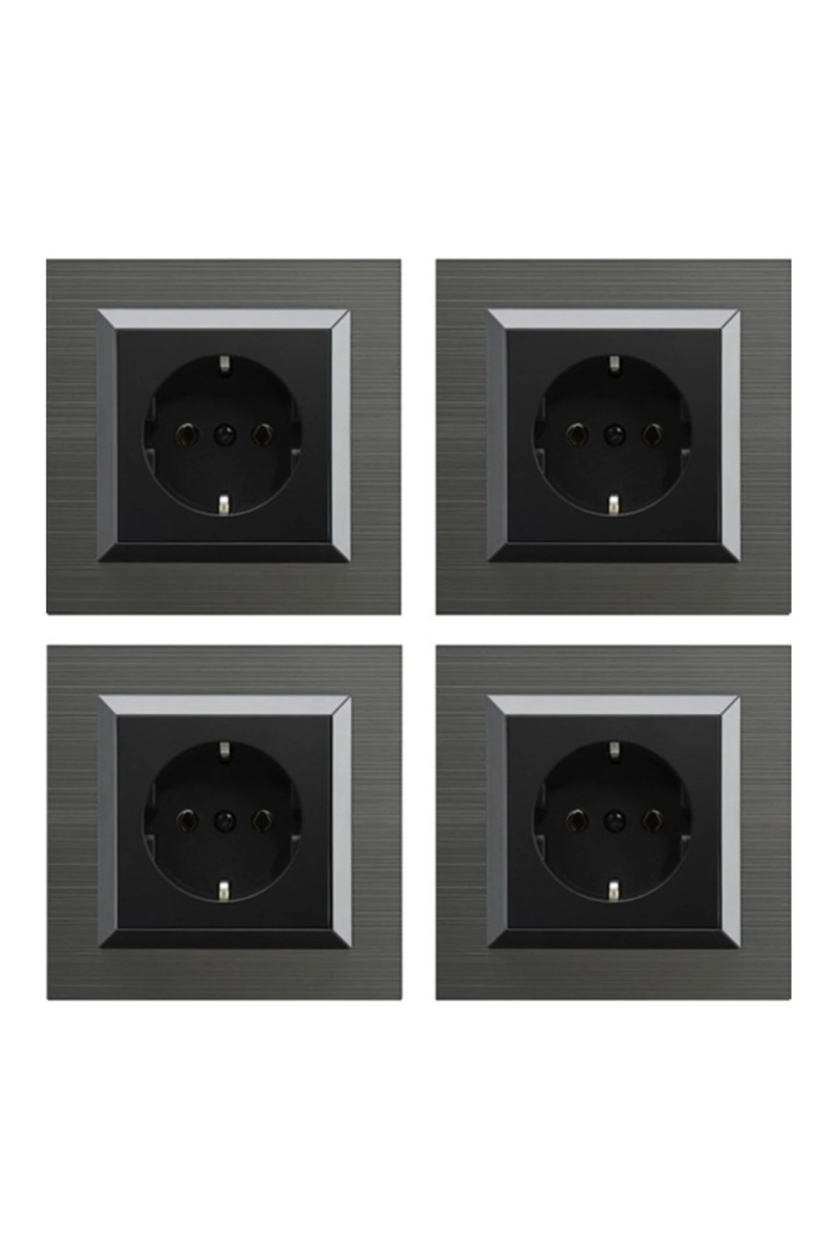 Ovivo Quantum Manyetik Gri Topraklı Priz Çerçeveli 4 Adet