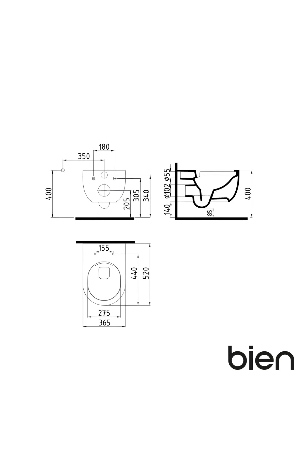 Vokha Kanalsız Siyah Asma Klozet, Vokha Duroplast Siyah Yavaş Kapak