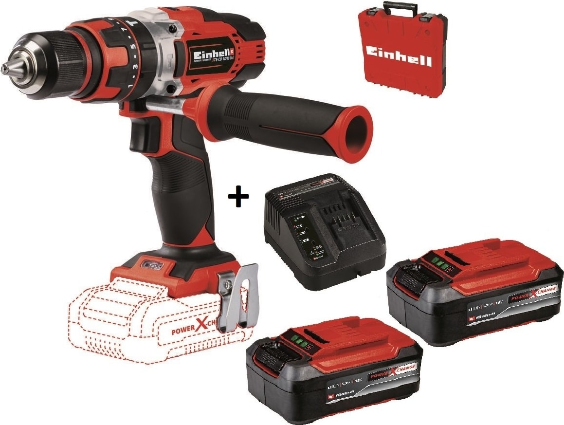 EİNHELL Te-Cd 18/48 Li-I Darbeli Matkap + 2*5.2 Ah Plus Starter Kit + Çanta