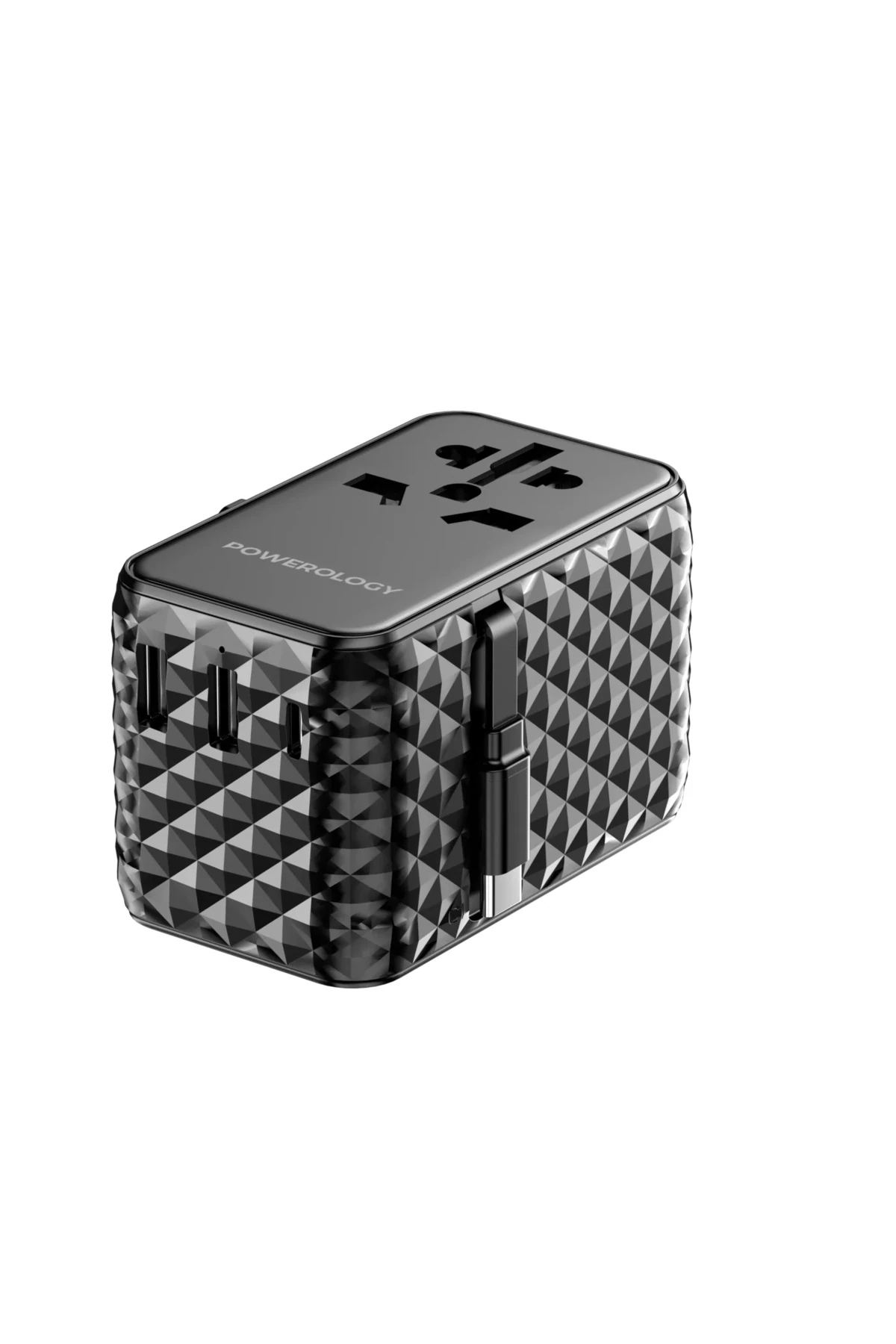 GaN Evrensel Seyahat Şarj Aleti Geri Çekilebilir Type-C Kablolu 2500W