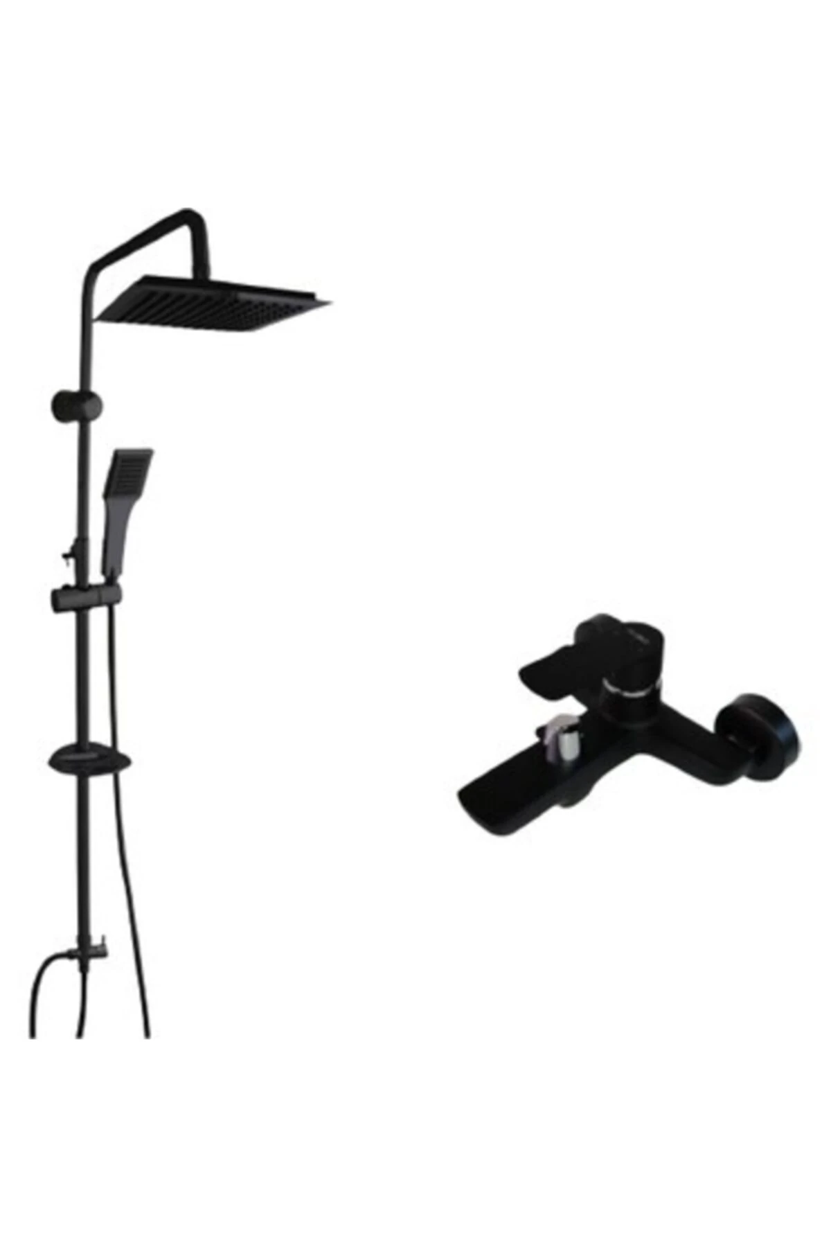 Mat Siyah Duş Seti Batarya Takım