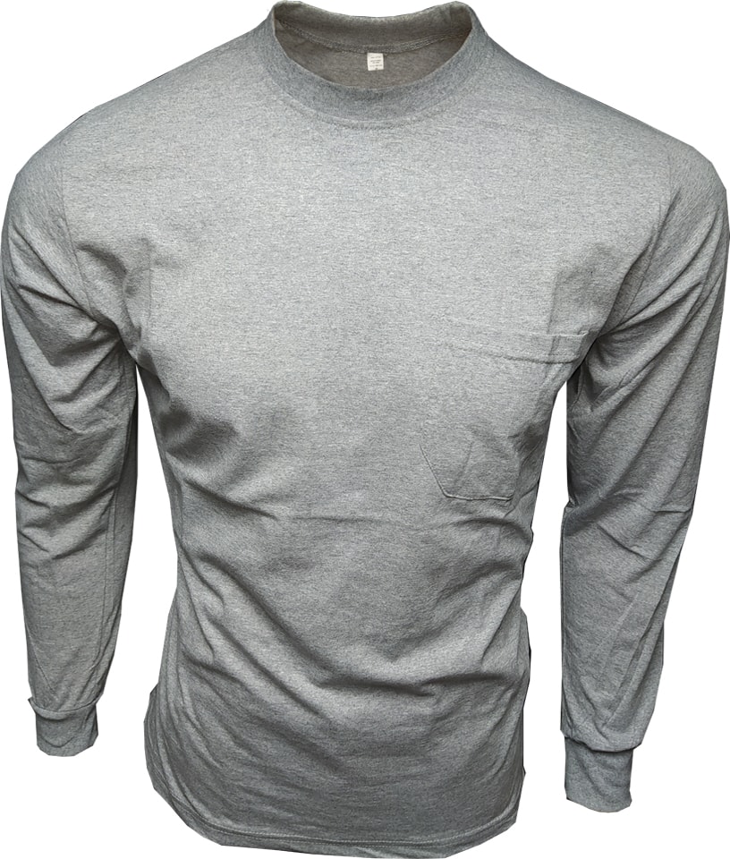 Çamdalı Iş Elbiseleri Bisiklet Yaka Gri Uzun Kollu Sweatshirt Süprem 0 Yaka Cepli Iş Tişörtü