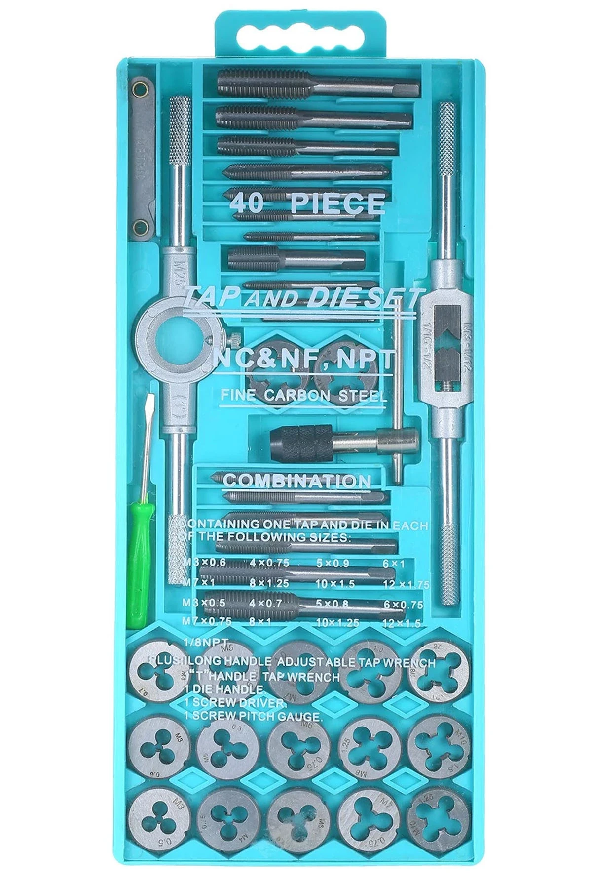 40 Parça Klavuz Pafta Seti Metrik Set İnce Diş Açma Seti 40 Parça Profesyonel Set