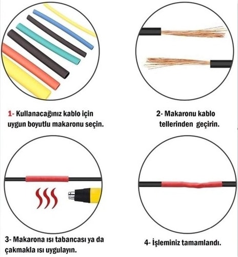 164 Parça Set Isıyla Daralan Makaron Kablo Koruyucu Kılıf