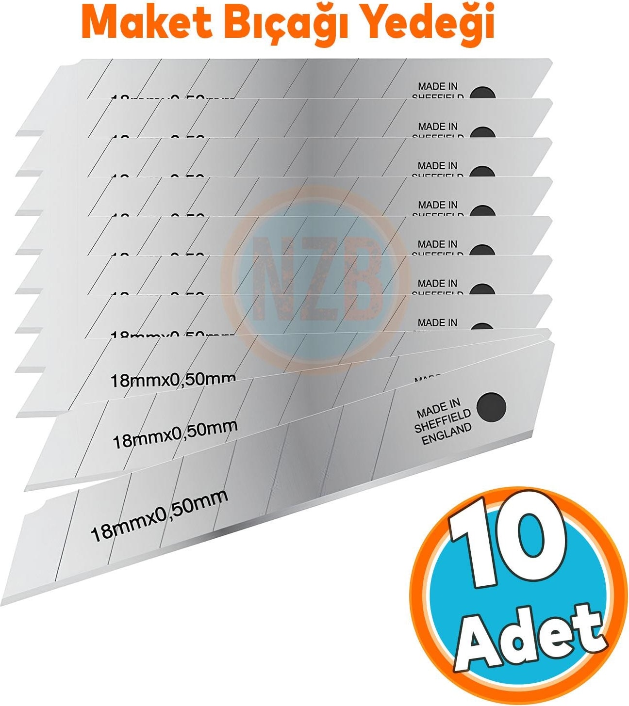 Maket Bıçağı Yedeği Ucu 0.50 mm Kalınlık x 18 mm Genişlik Bıçak Ucu Jiletithal 10 Adet 8 Dilim
