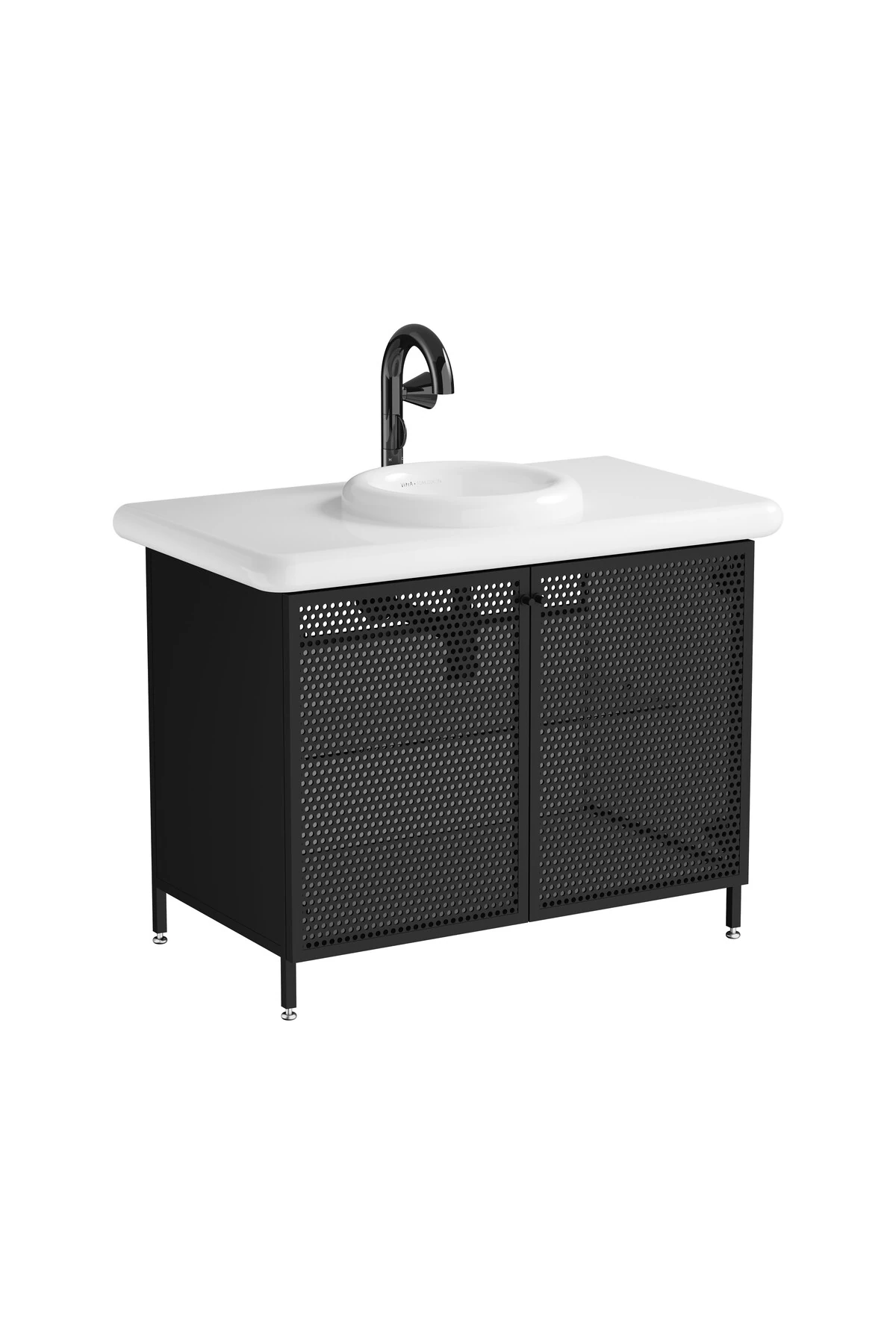 Liquid A4274939 Lavabo Bataryası, Sağdan Kullanım, Parlak Siyah