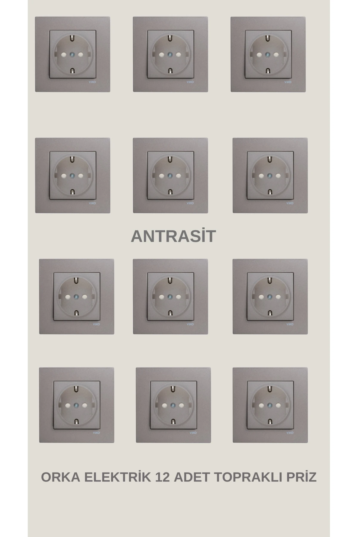 Viko Novella Antrasit Topraklı Priz 12 Adet Çerçeve Dahil
