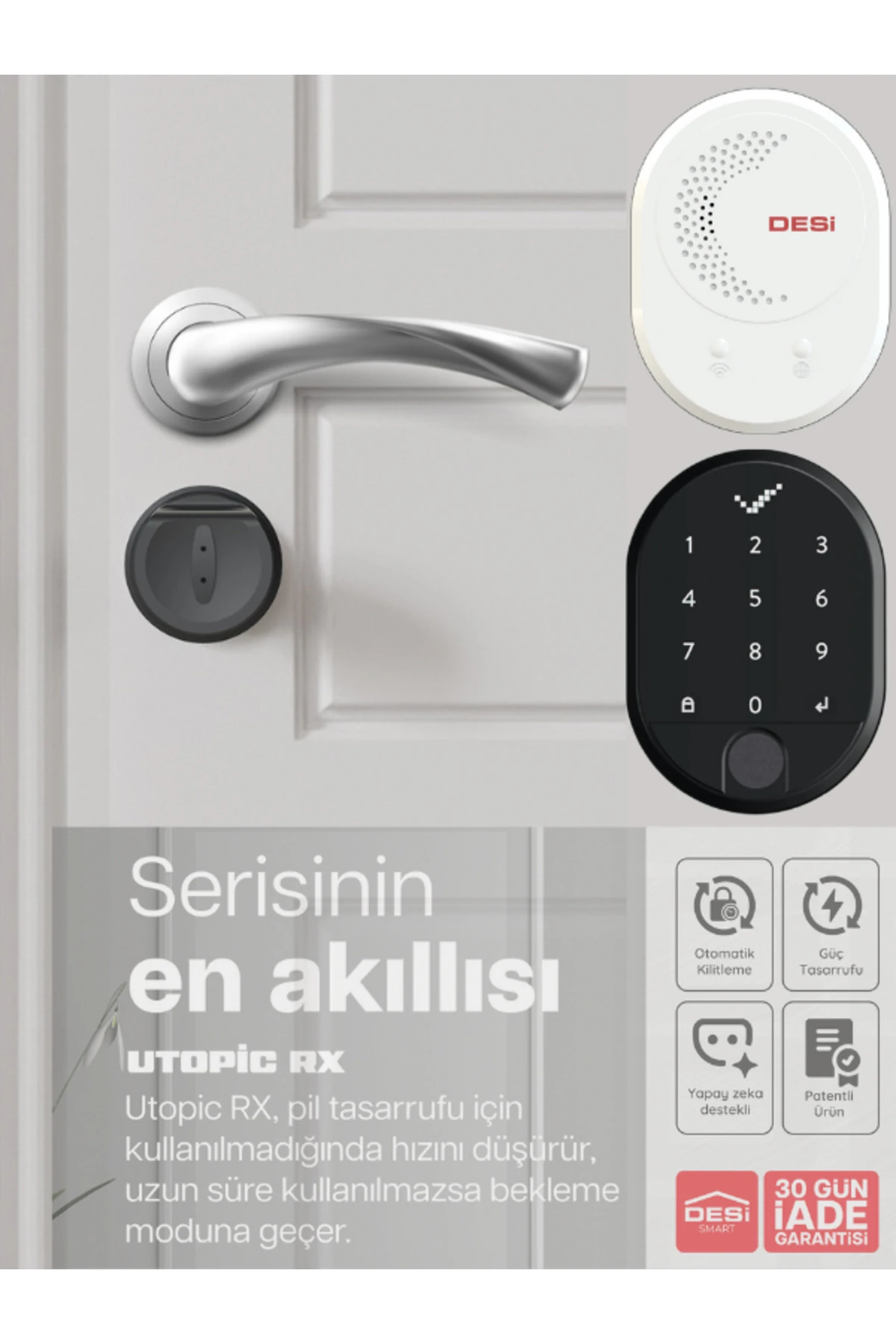 Utopic RX Anahtar Üzerine Takılan WiFi Akıllı Kilit Parmak İzi Akıllı Kapı Kilidi