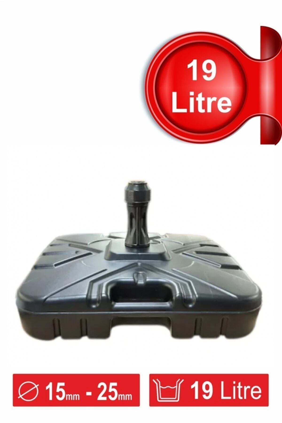 Şemsiye Bidonu Dubası 19lt Siyah Plaj Şemsiye Bidonu Bayrak Dubası