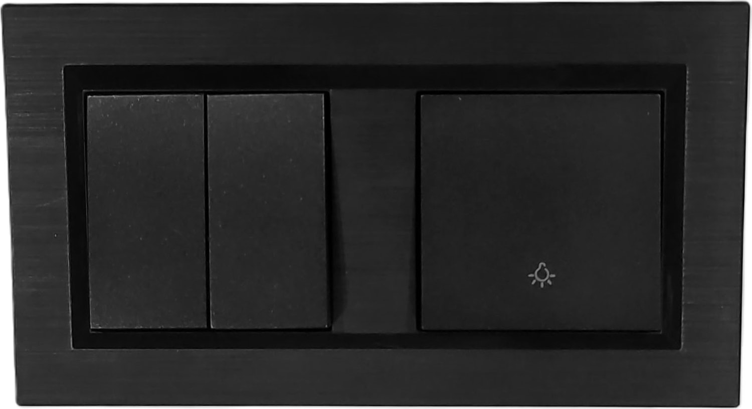 Quantum Siyah Komütatör (Ikili Anahtar)+Zil Anahtarı Light (Kapı 0tomatiği) 2'li Set