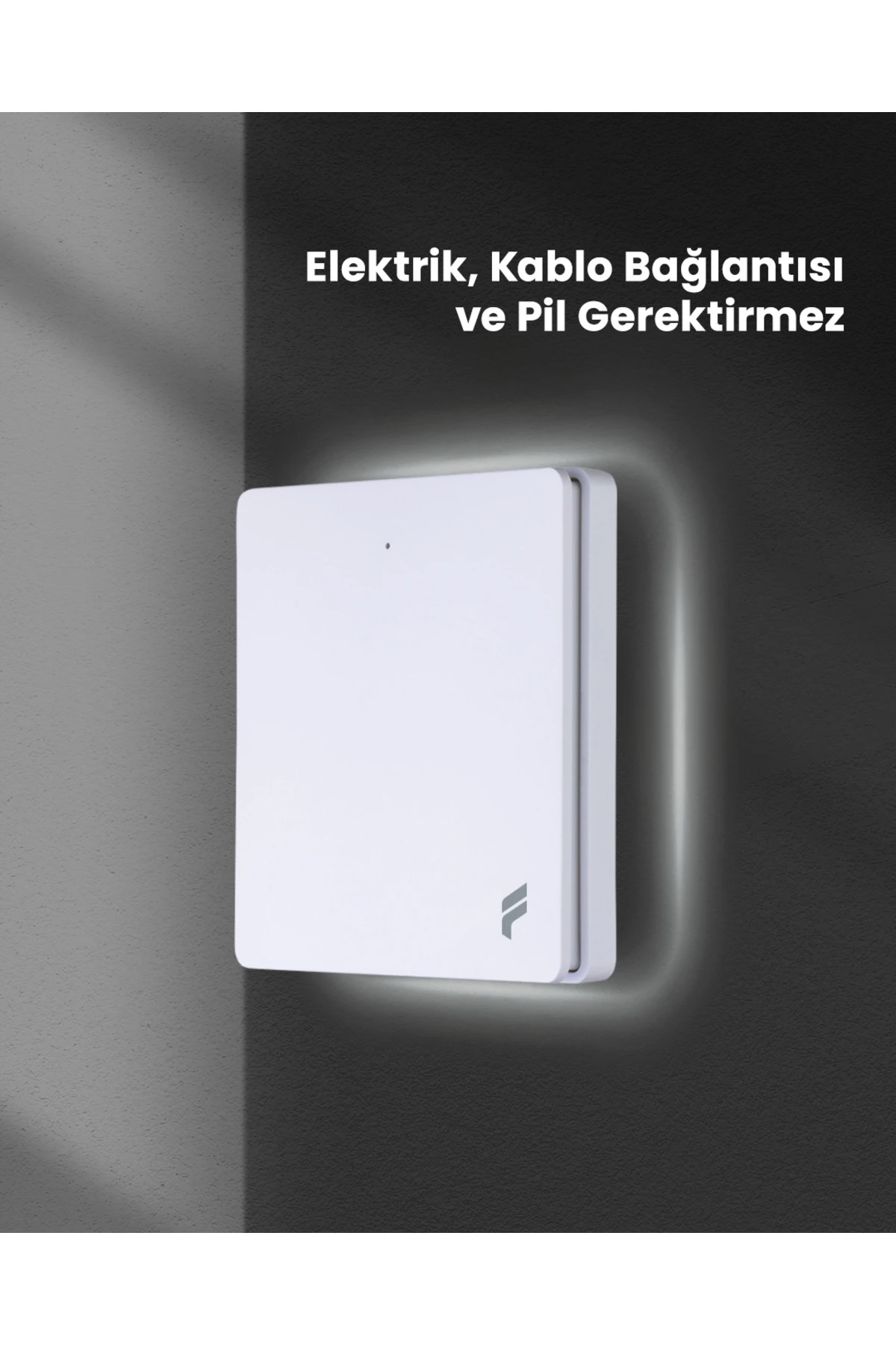 Kablosuz Tekli Duvar Anahtarı-Kendinden Enerjili ve 2 Adet Akıllı Kablosuz Anahtar Alıcısı Seti
