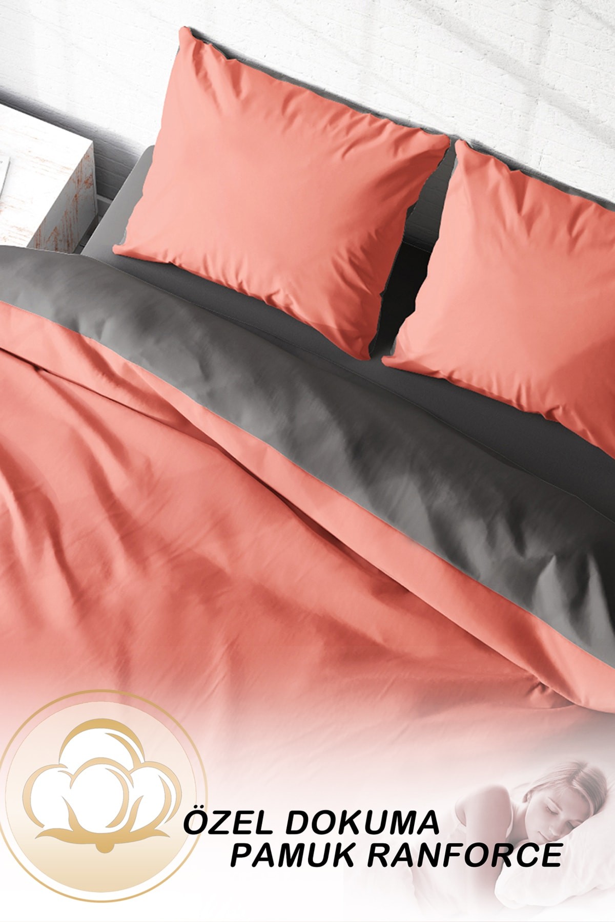 Deluxe Çift Taraflı Pamuk Ranforce Çift Kişilik Nevresim Takımı