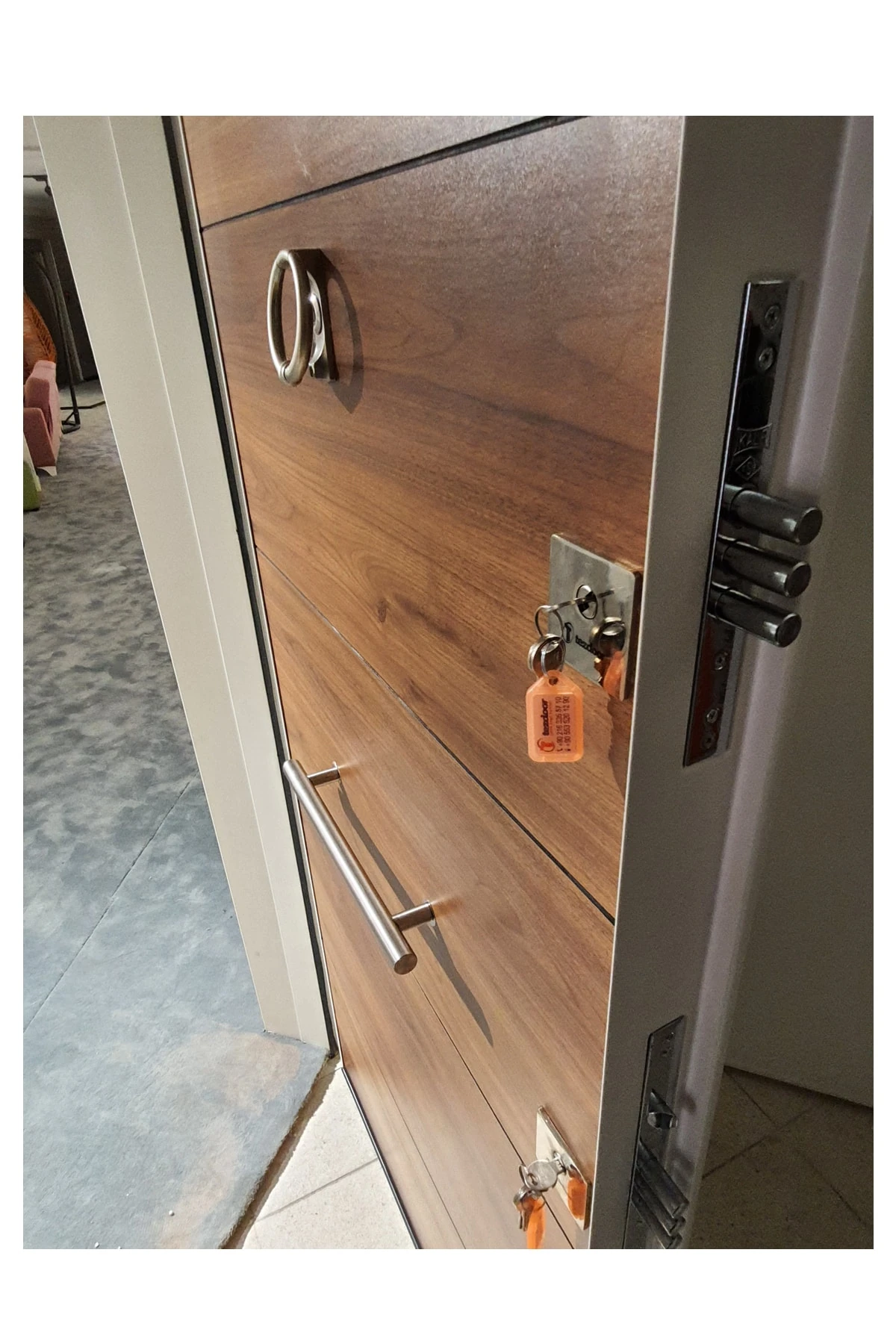 Celik Kapı Tırnaklı Sistem Beyaz Statik Kasalı Düz Model Daire Kapısı, Çelik Kapı Sol Açılım