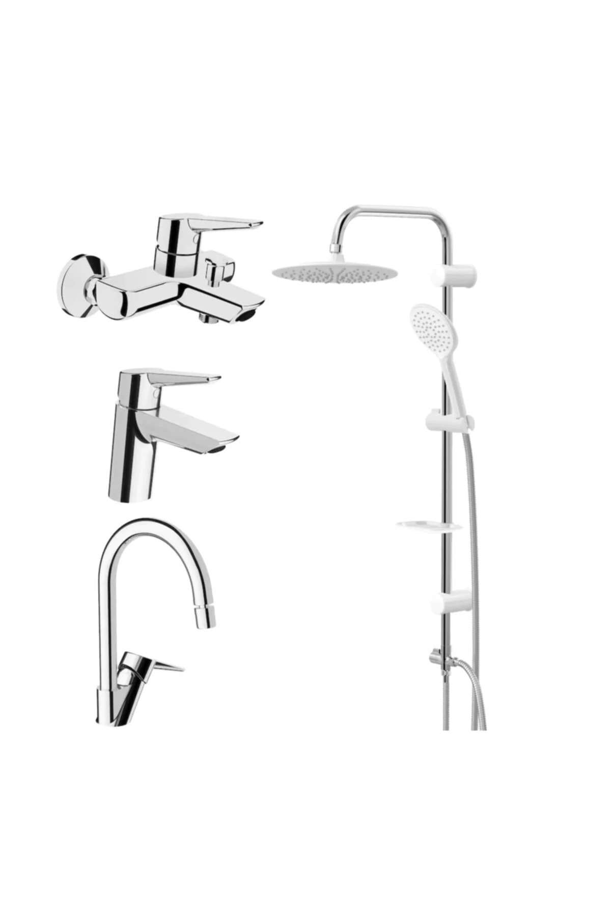 Solid S Lavabo, Banyo, Eviye Batarya Ve Valtemo Tepe Duş Seti Vs-5360