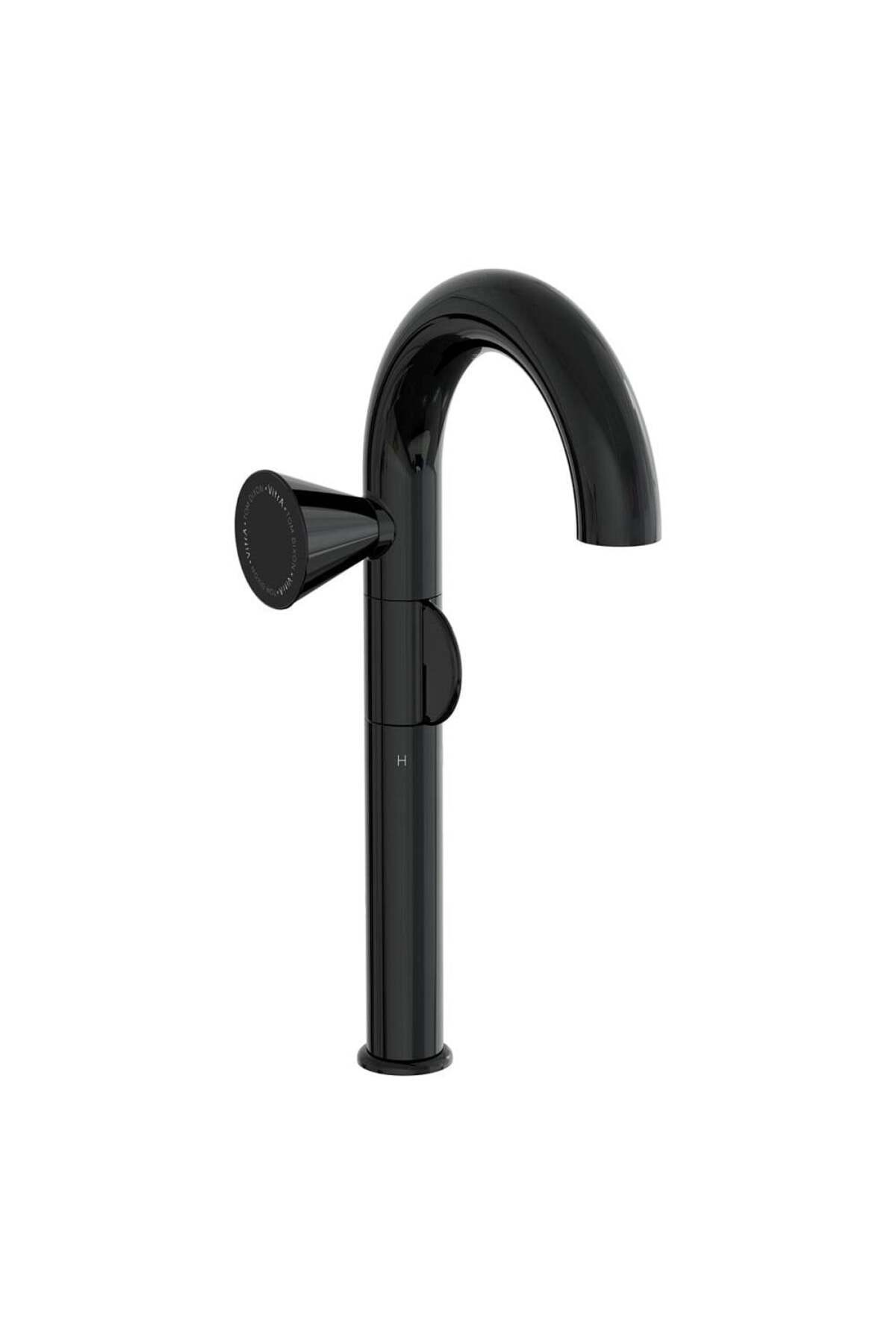 Liquid Tezgah Üstü Sol El Lavabo Bataryası, Parlak Siyah A4279439