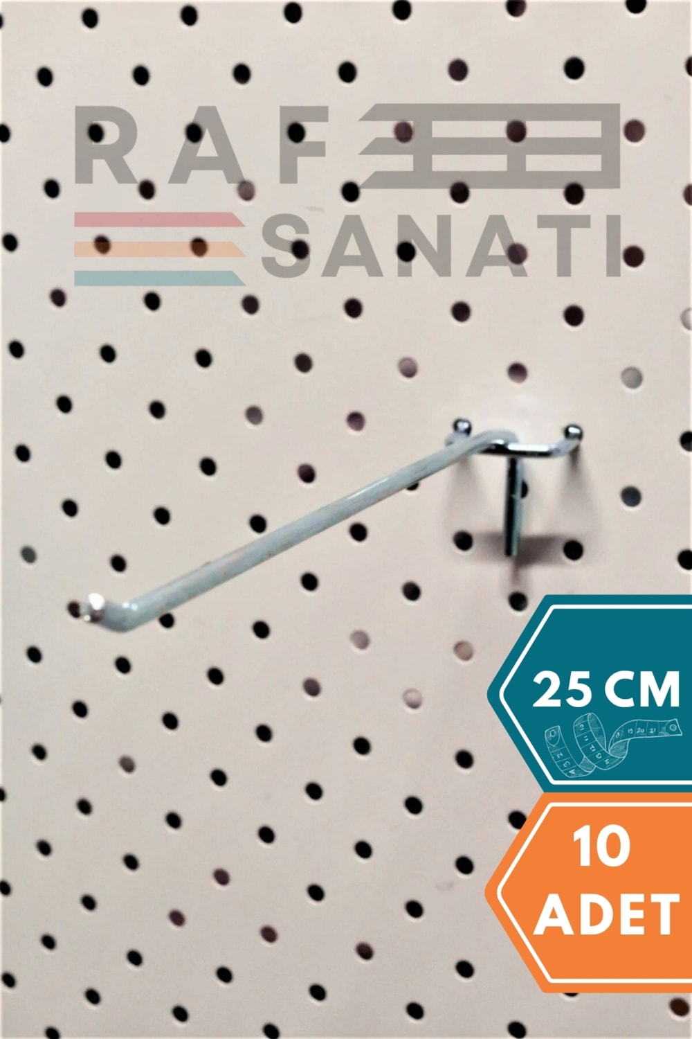 Fon Kancası Delikli Pano Kancası 25 cm - Askı Kanca Raf Askısı Raf Aksesuar Tel Askı Raf Kancası