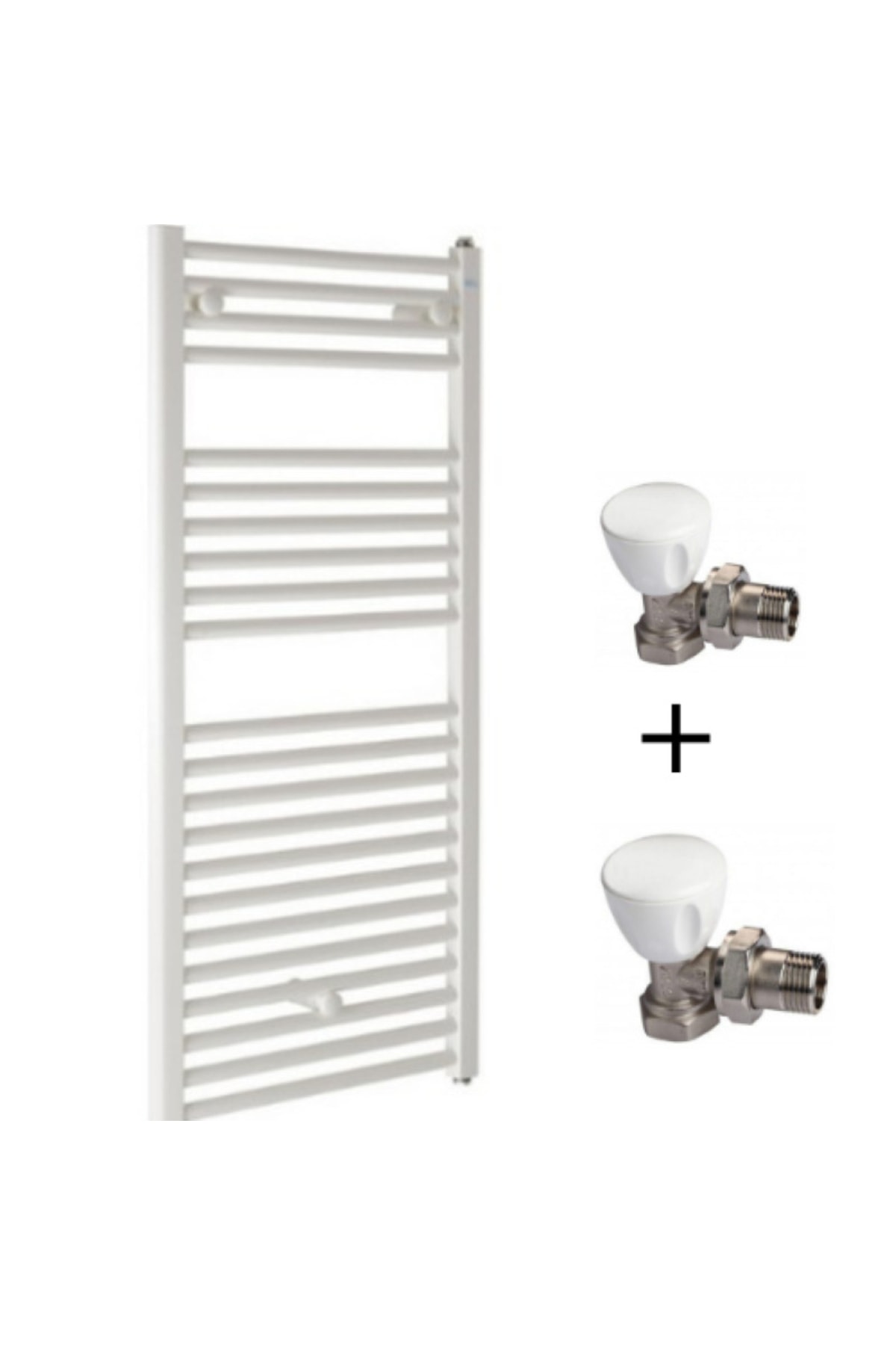 50/110 Düz Beyaz Havlupan I Havlu Kurutucu Radyatör Ve 2 Adet Beyaz Havlupan Vanası