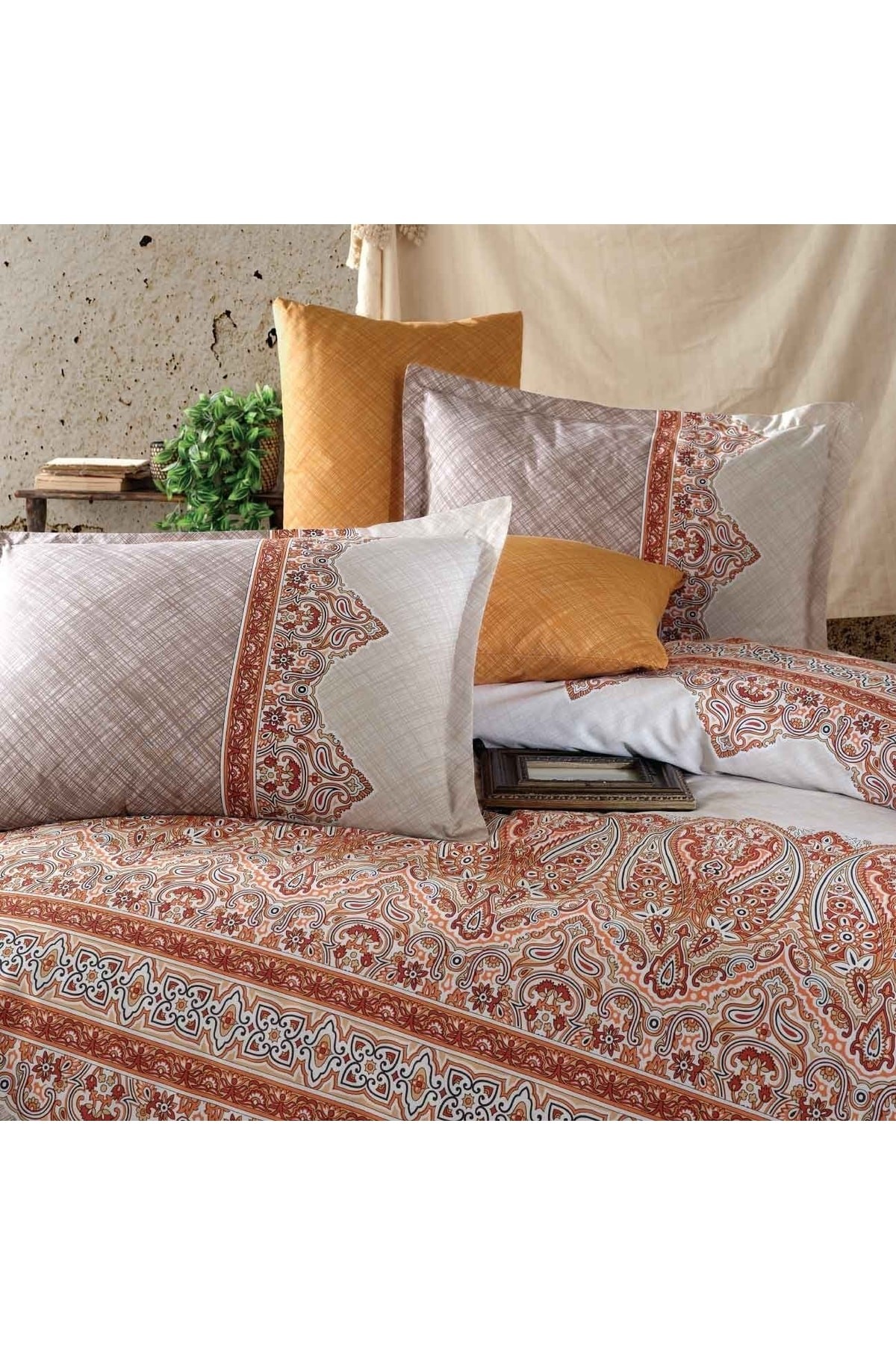 Ranforce Çift Kişilik Nevresim Takımı Urban V1 Oranj 8696474231137
