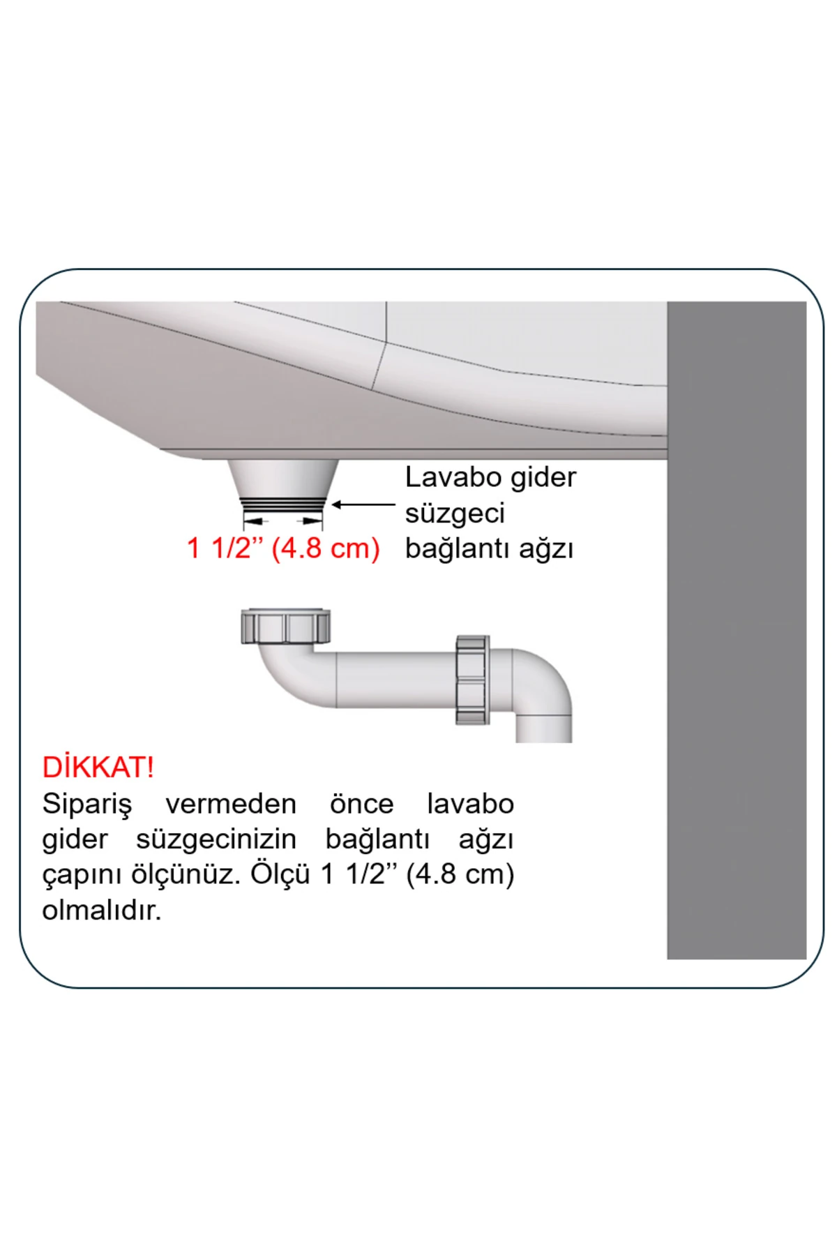 Yer kazandıran lavabo sifonu evye sifonu 1 1/2'' bağlantı ağızlı, 50lik, koku önleyici gider borulu