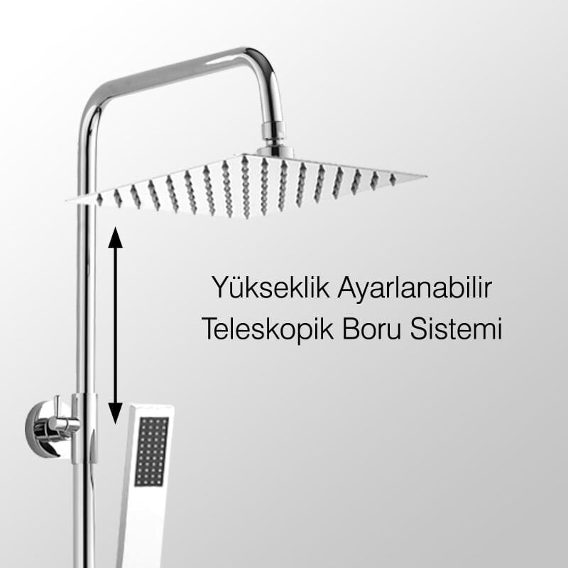 Teleskopik Kolonlu Tepe Duş Seti Robot Duş Yağmurlama Pirinç El Başlıklı KDS102-2