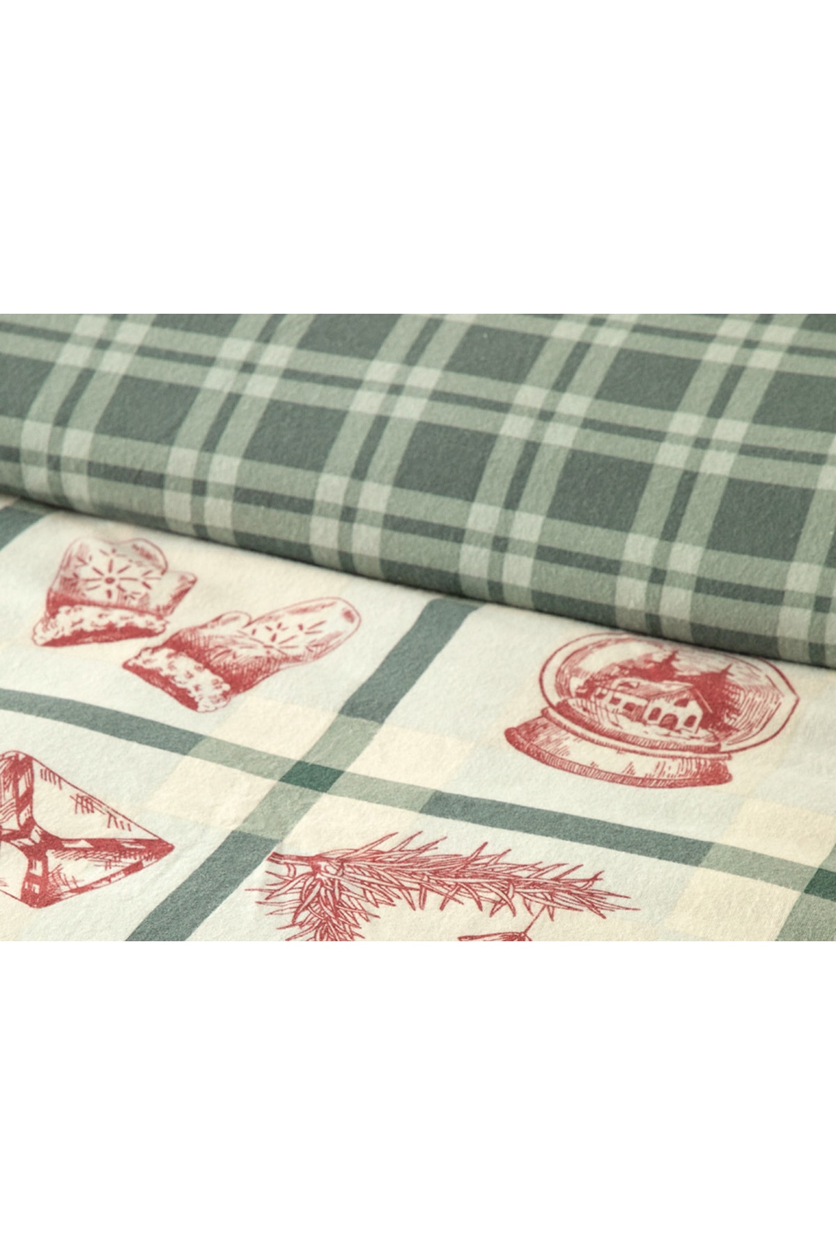 Winter Joy Flanel Tek Kişilik Nevresim Takımı Yeşil