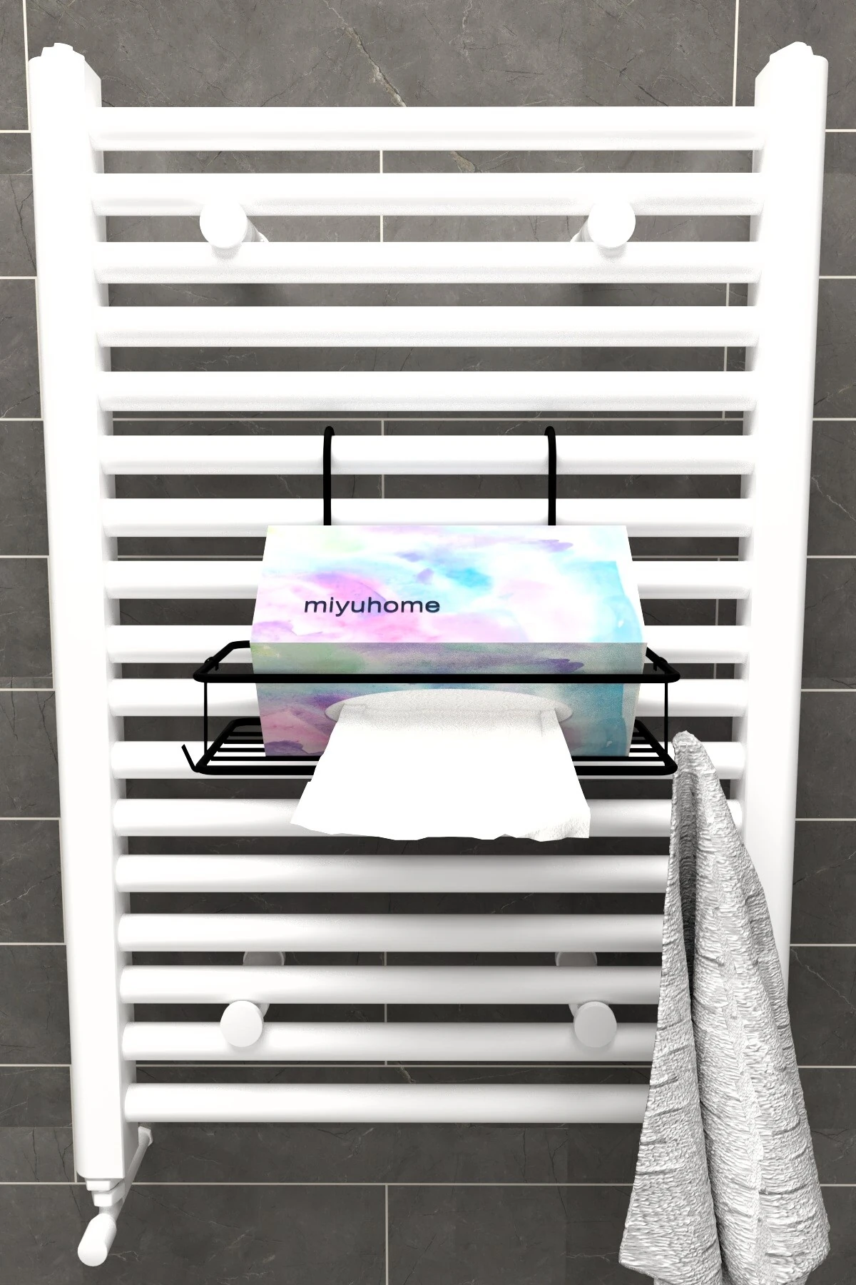 Asılabilir Selpak Sepeti Metal Selpak El Yüz Havlu Düzenleyici Kancalı Havlupan Düzenleyici