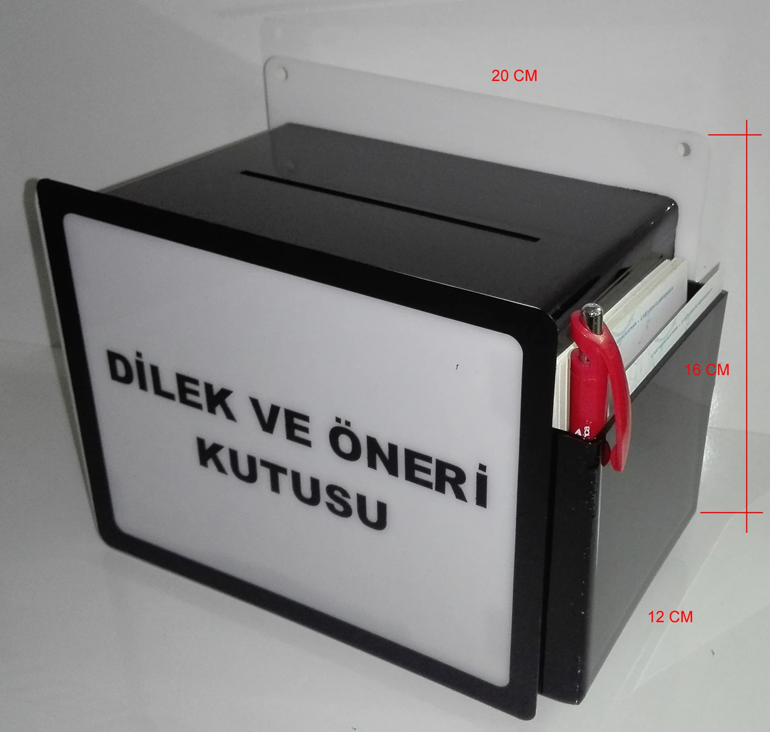 Siyah Beyaz Dilek Öneri Kutusu Manuel Kilitli Karton Kutu