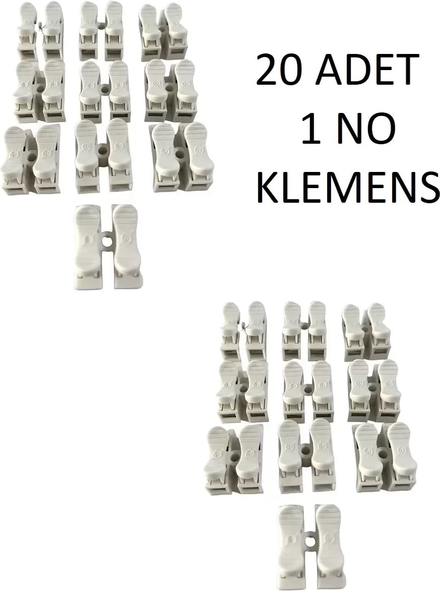 Geçmeli İkili Klamens 20 Adet Beyaz