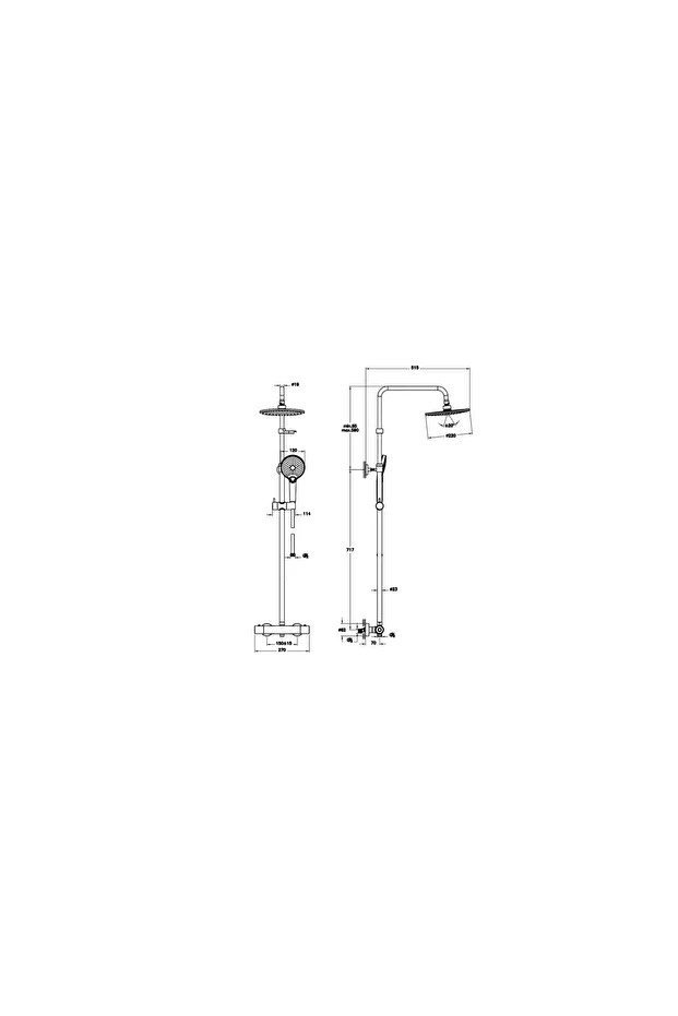 Aquaheat Joy 200 A47200 Termostatik Duş Sistemi, Krom