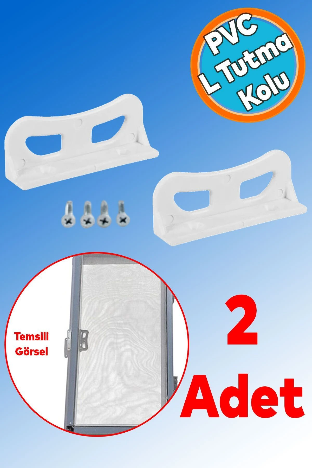 Pencere Kapı Sineklik Kolu Plastik Pimapen PVC L Tipi Tutucu Tutamağı 2 Adet