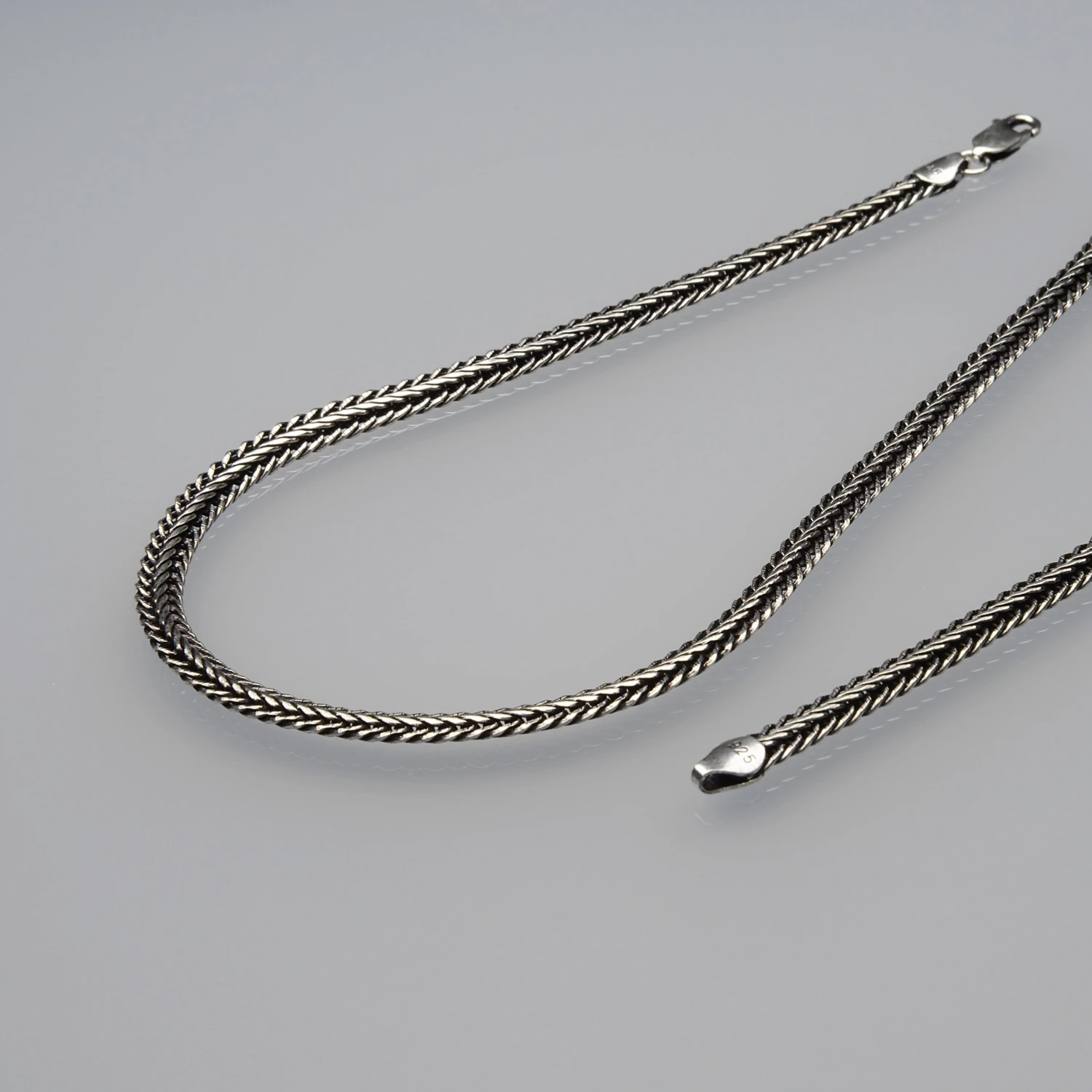 4n Balıksırtı Tilki Kuyruğu Gümüş Zincir