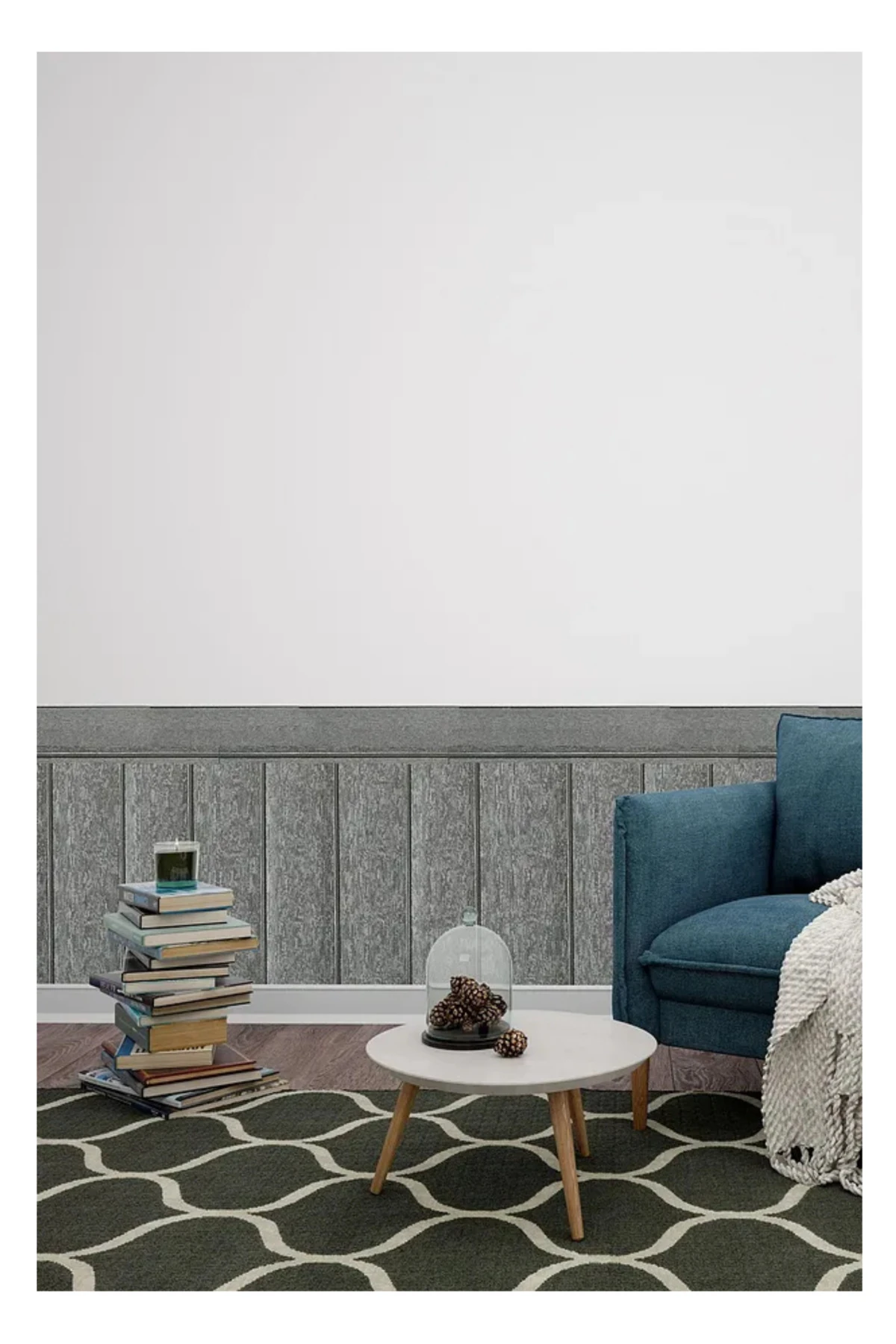 70x35 cm Kendinden Yapışkanlı Gri Lambri Esnek Köpük Dekoratif Duvar Paneli (1 Adet – 0,245 m²)