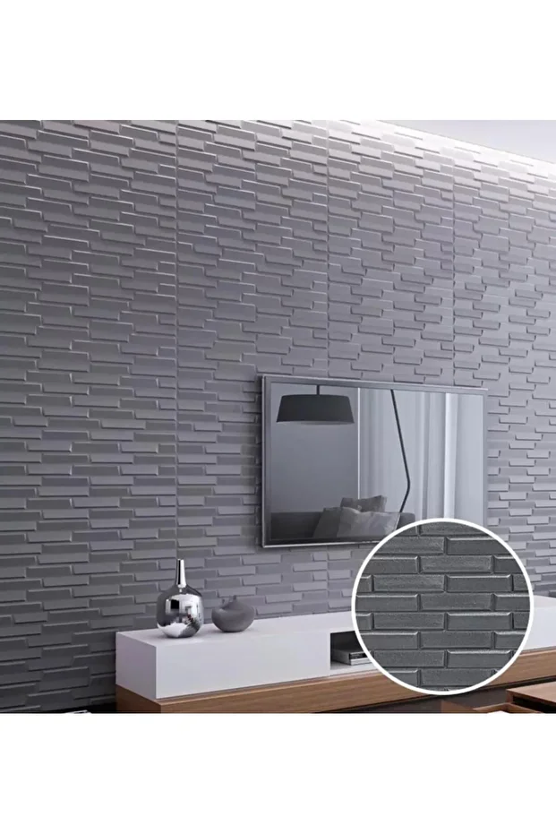 Tek Parça 70x500cm 1 Adet Gri Piramit Opak Model Yapışkanlı Ev Ofis Salon Duvar Paneli Kağıdı NW65