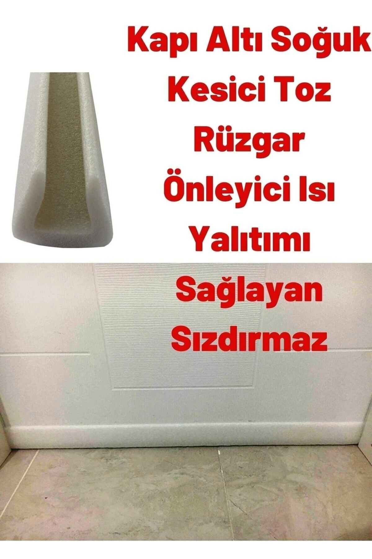 3 Adet Fiyatı - 90cm Kapı Altı Soğuk Kesici Isı Yalıtımı Süngeri Kapı Altı Rüzgarlığı . Beyaz Renk