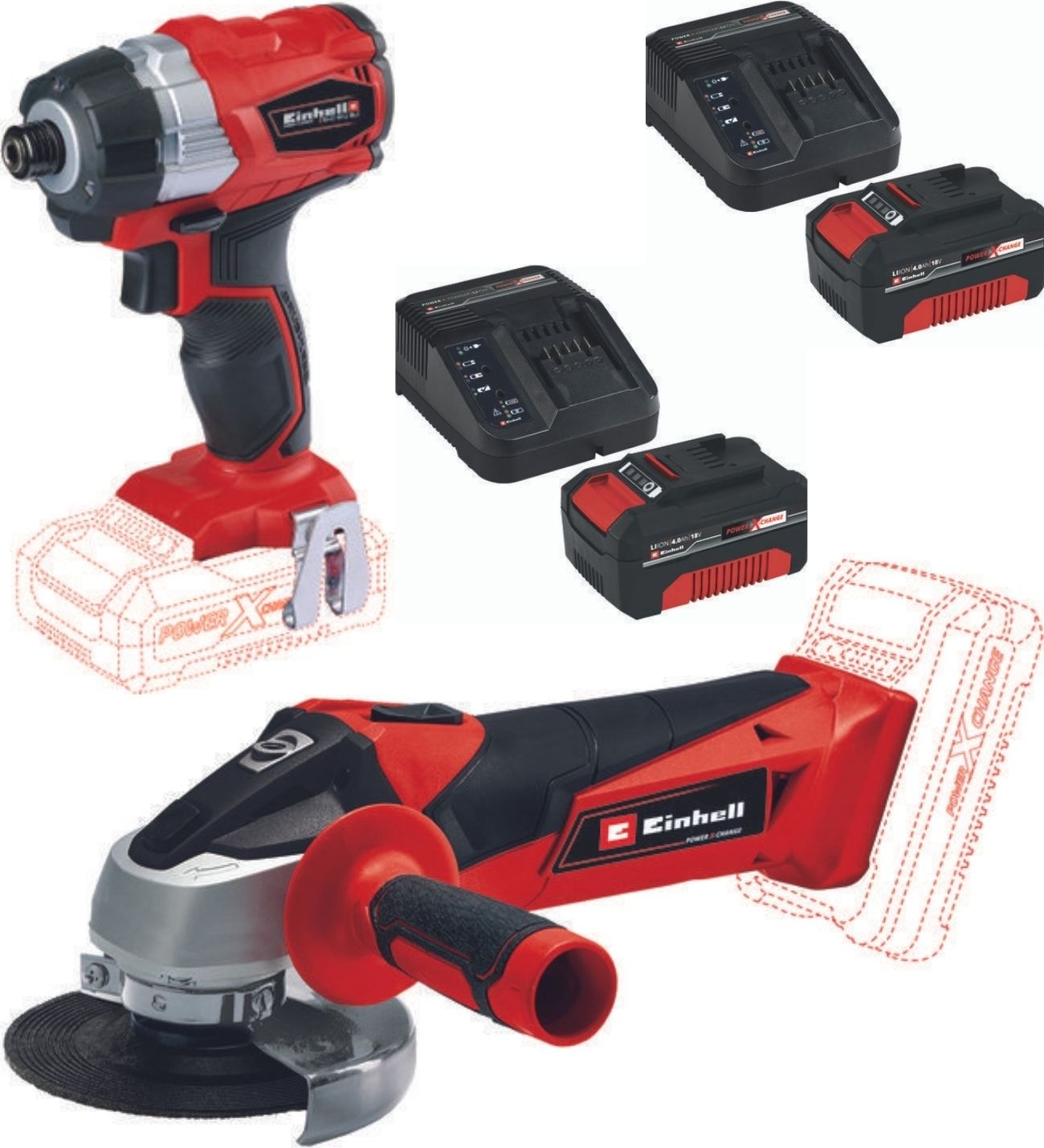 EİNHELL Te-Cı 18 Bl Kömürsüz Vidalama Tc-Ag 18/115 Avuç Taşlama 2X4.0AH Akülü Set