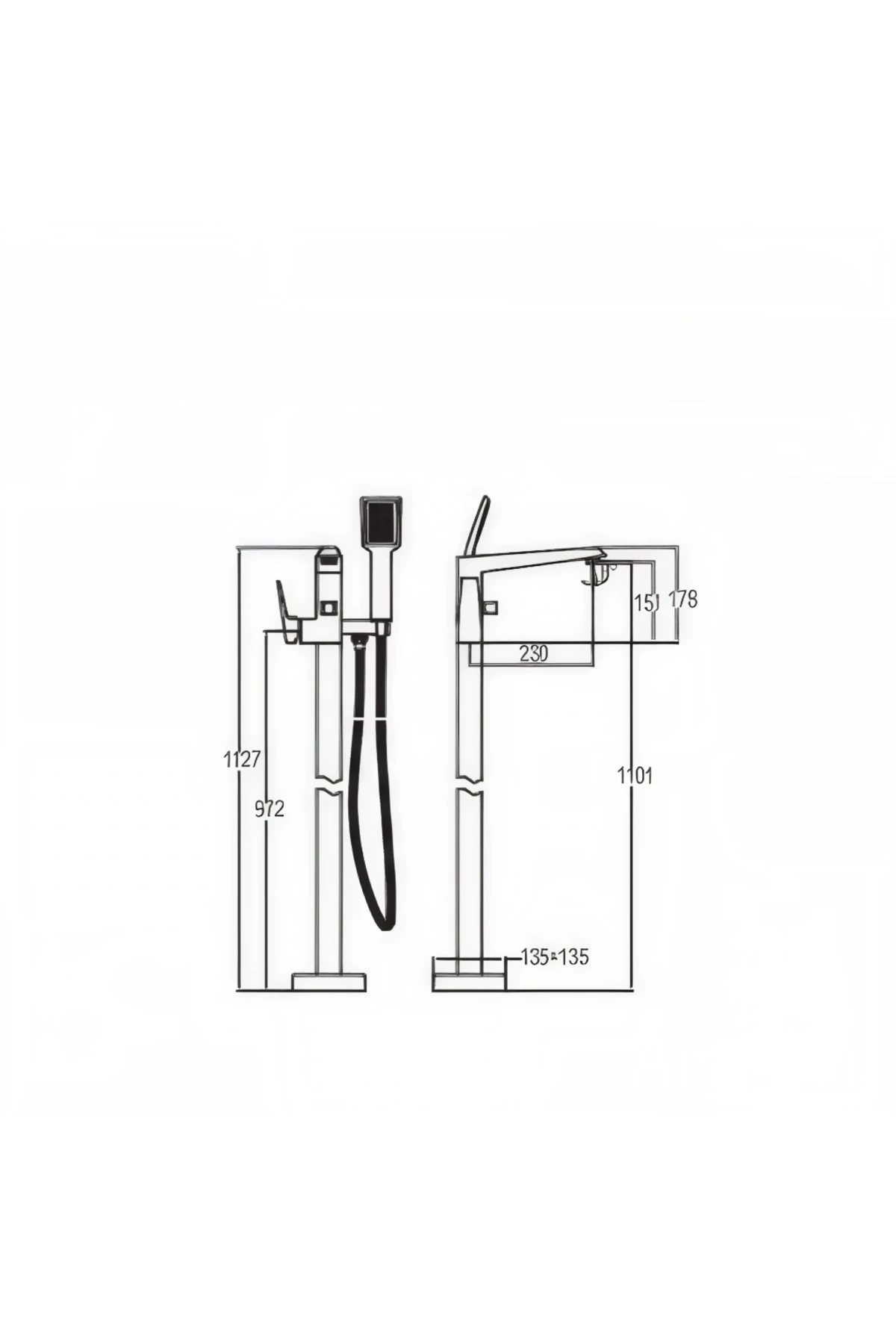 Diamente Küvet Bataryası Mat Siyah
