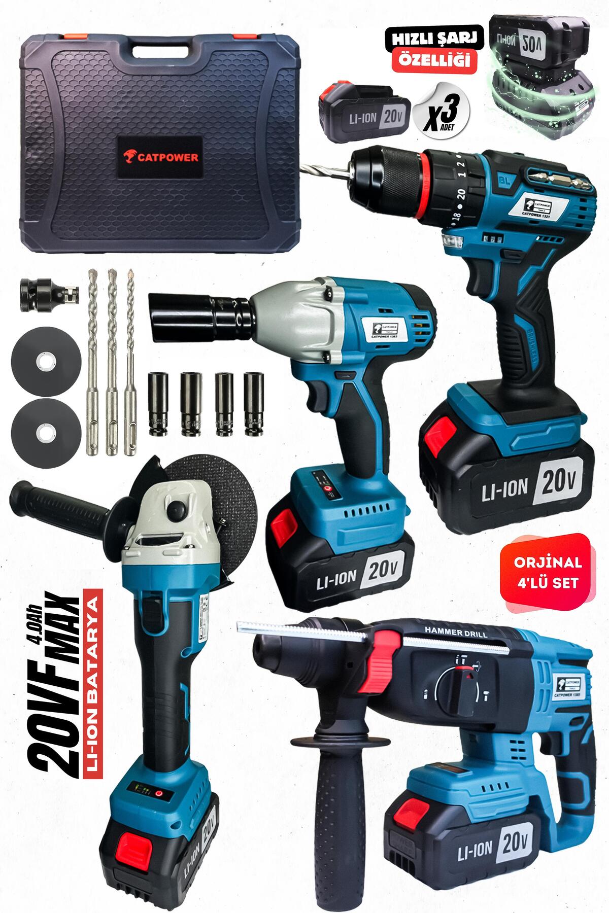 CAT POWER CATPOWER KÖMÜRSÜZ MOTOR AKÜLÜ 4'LÜ SET: GÜÇLÜ PERFORMANS, MAKSİMUM KONFOR