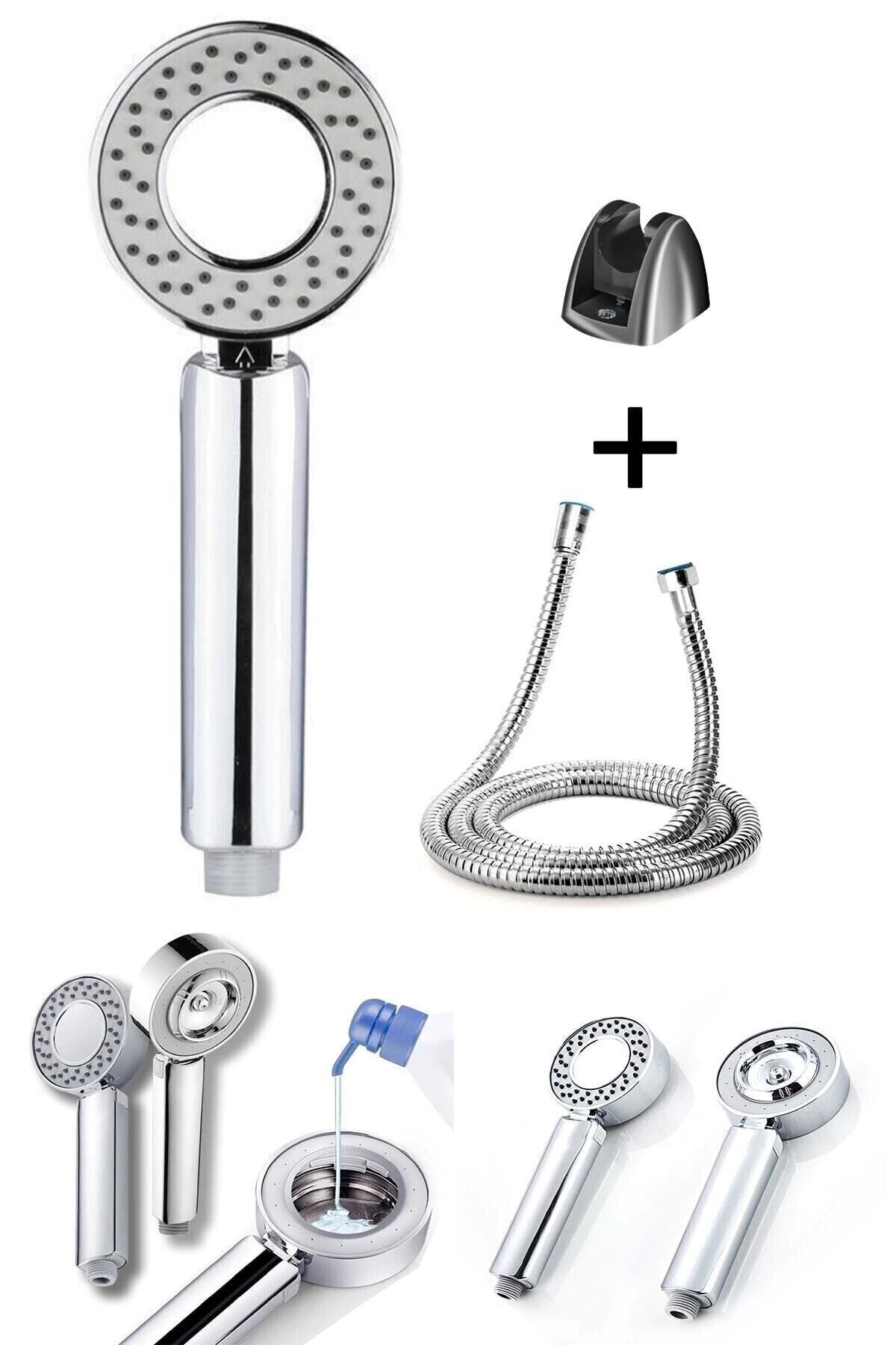 Çift Taraflı Şampuan Hazneli Duş Başlığı Hortum Mafsal Seti