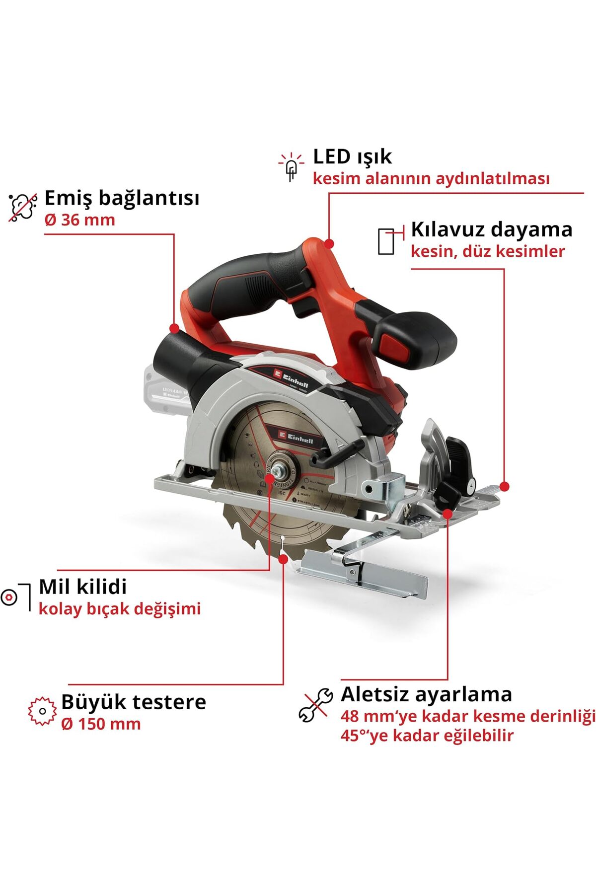 EİNHELL Te-cs 18/150 Li - Solo, Akülü Daire Testere - 4331220