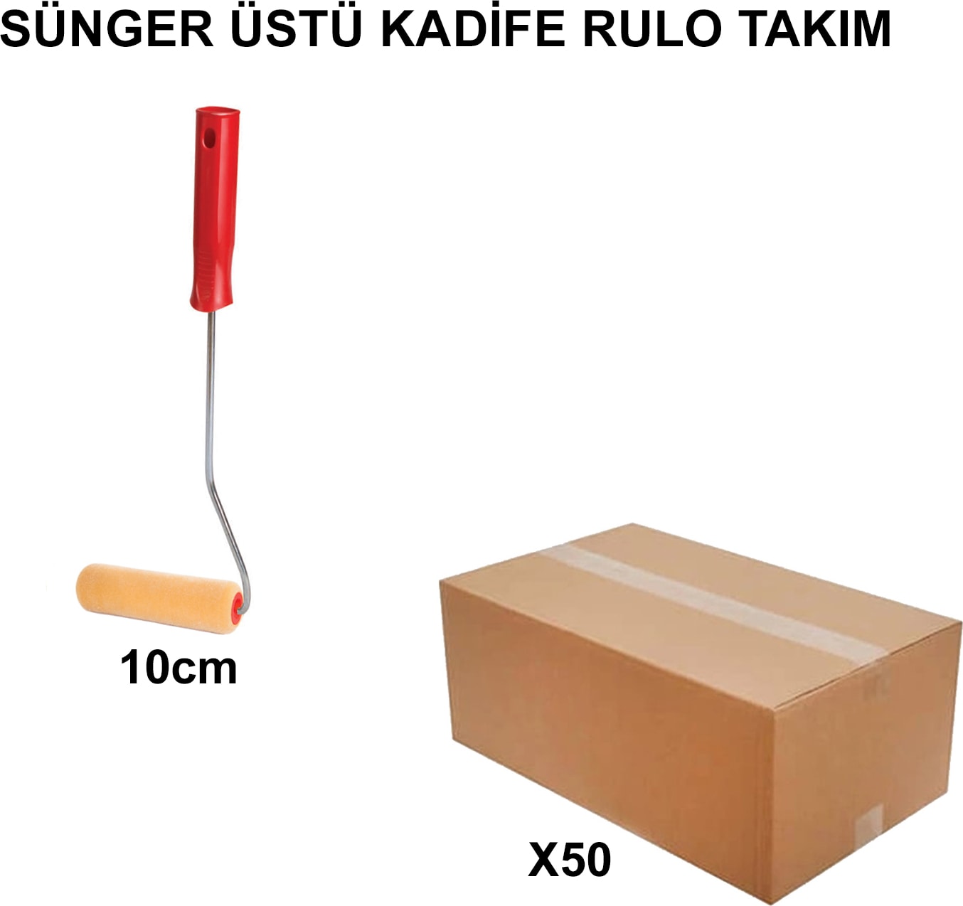 İZMİR FIRÇA Izmir Fırça Arge Toptan Sünger Üstü Kadife Rulo Takım 10CM- 50 Adet 016071