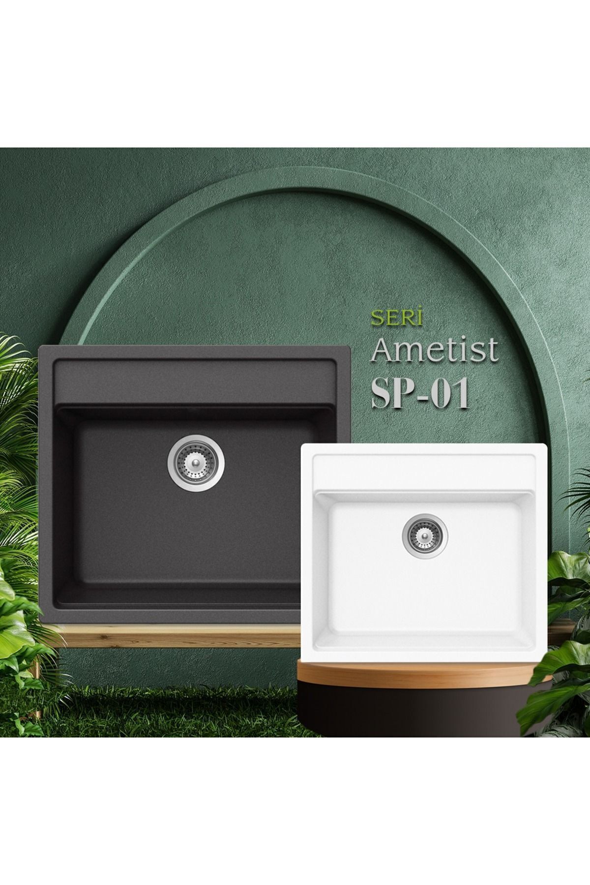 Granit Eviye | Kare | Beyaz Ametist Sp-01 | Evye