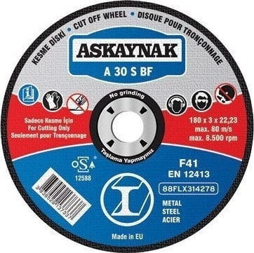 A30Sbf Metal Kesme Diski Düz 180*3*22
