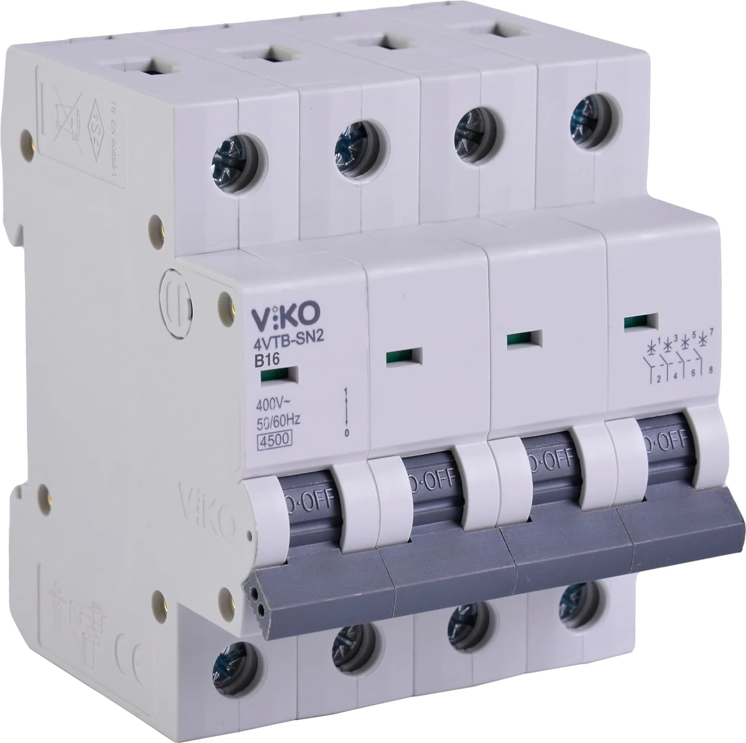 4VTB-4B16 Otomatik Sigorta 4,5ka B Tipi 4 Kutup 16A