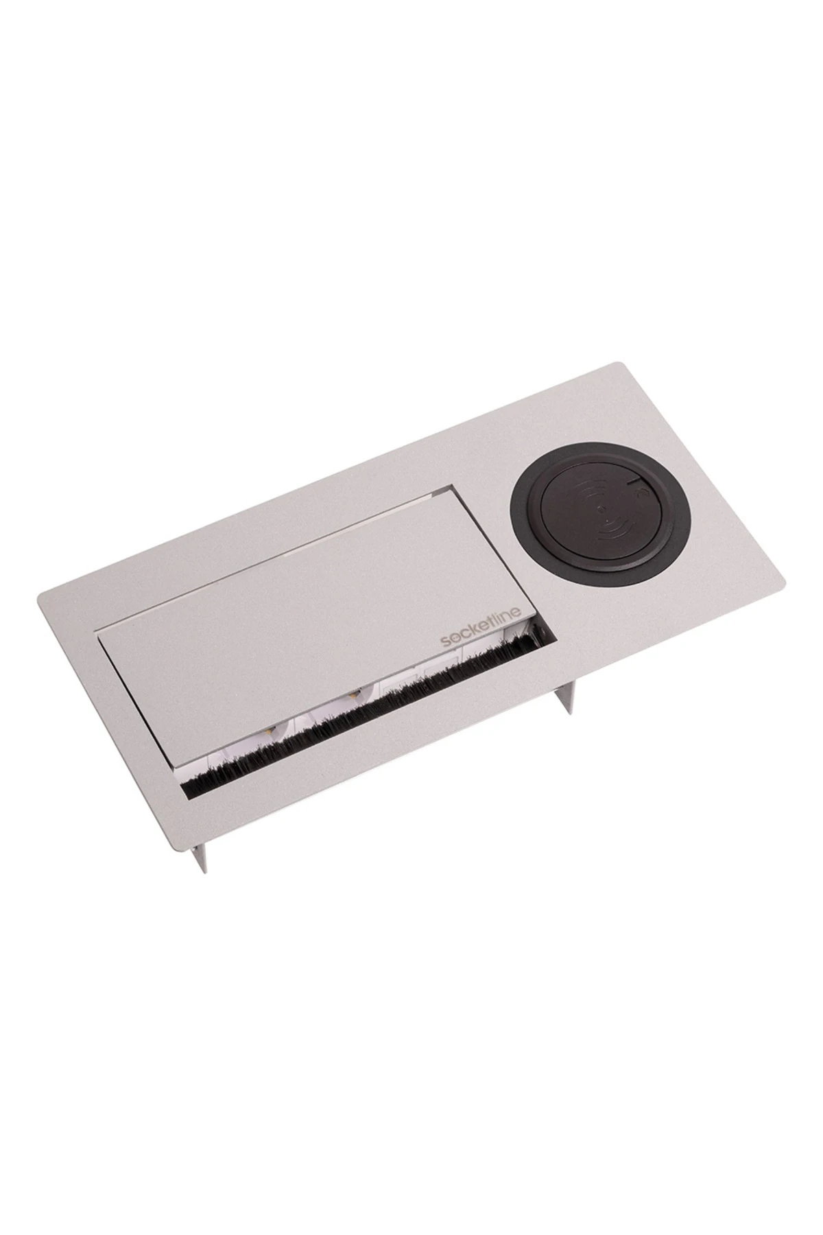 Regulus Wireless Serisi Döner Kapaklı Temassız Şarjlı Masa Prizi Gri