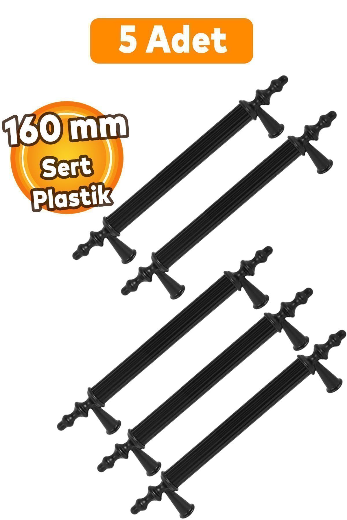 BADEM10 (SERT PLASTİK) Polavit 160 Mm Siyah Mobilya Mutfak Çekmece Dolap Dolabı Kulpu Kulbu Kulpları 5 Adet