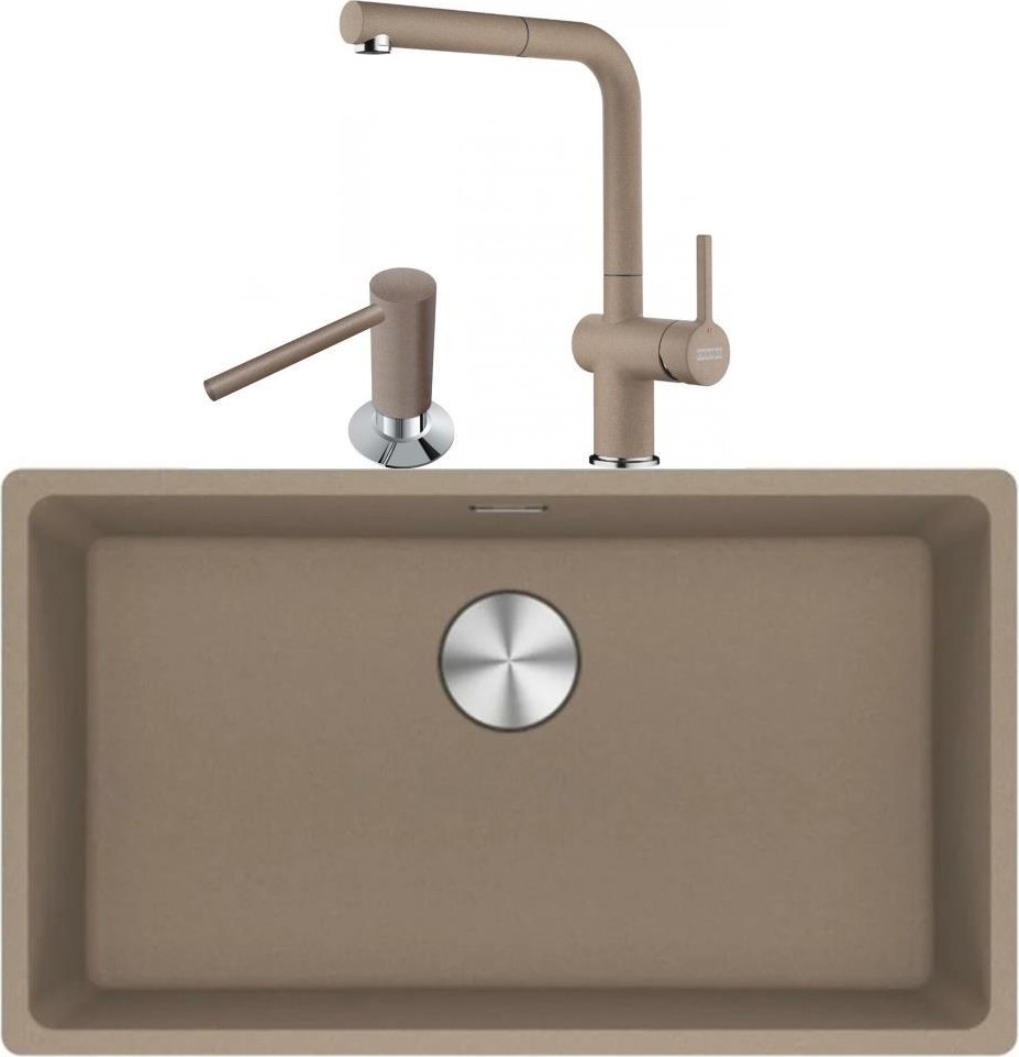 Maris Mrg 210/110-72 Oyster Granit Eviye + Active Plus Doccia 2.0 Armatür + Comfort Sıvı Sabunluk Üçlü Set Oyster